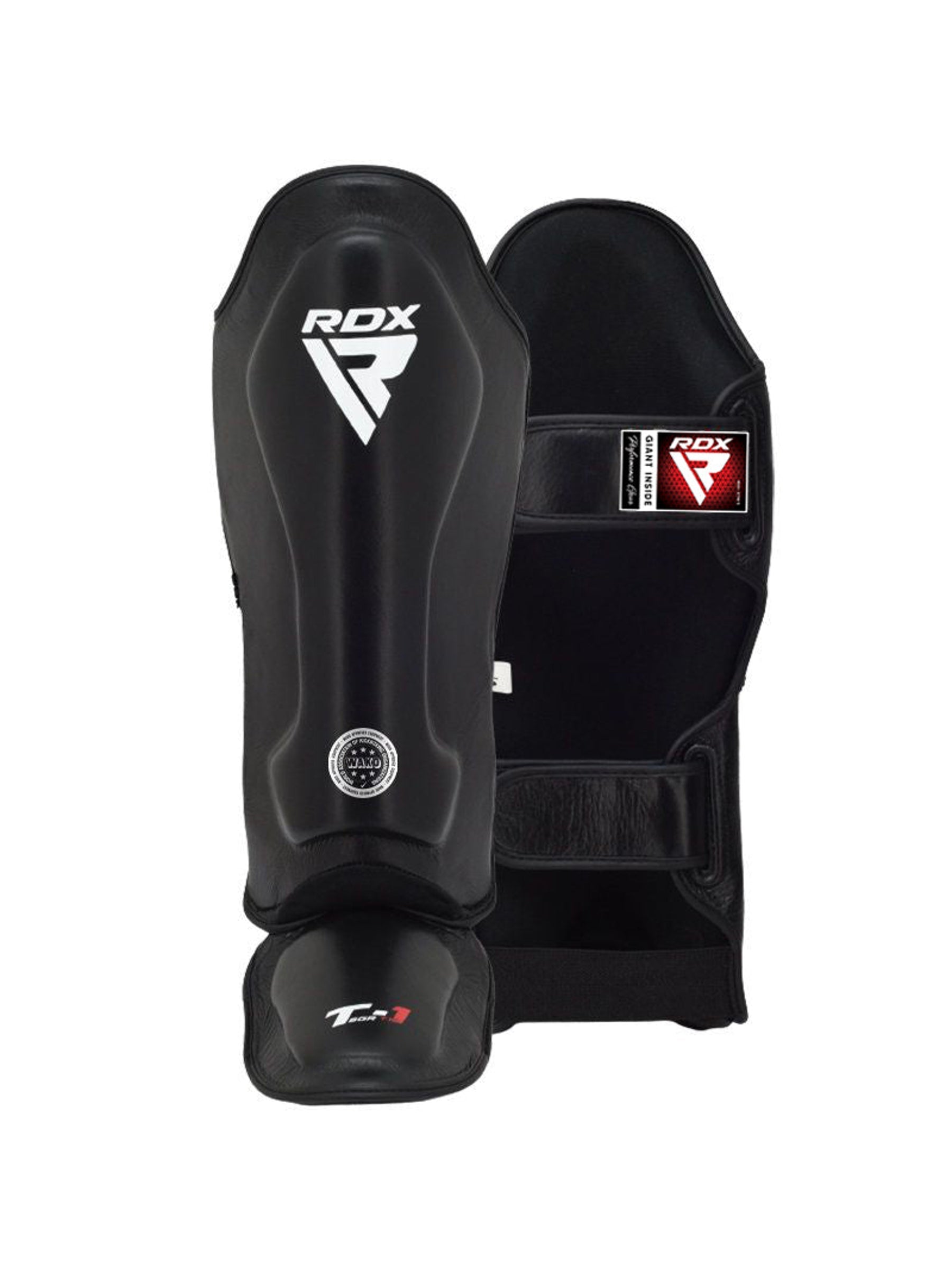 RDX WAKO Shin Instep T1 Super Skin Kickboxing Shin Guards - Black