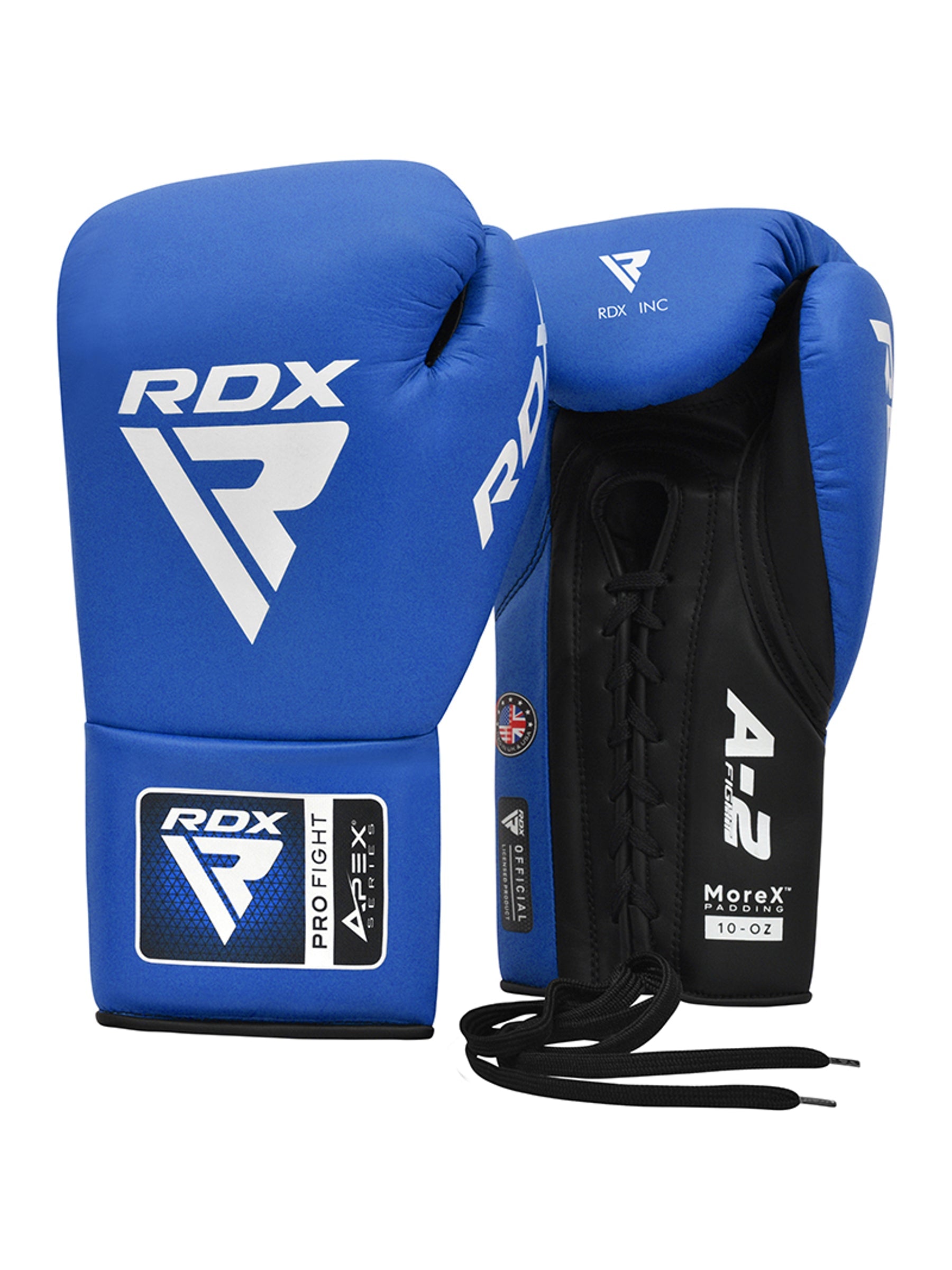 RDX APEX Competition Fight Lace Up Boxing Gloves - Blue