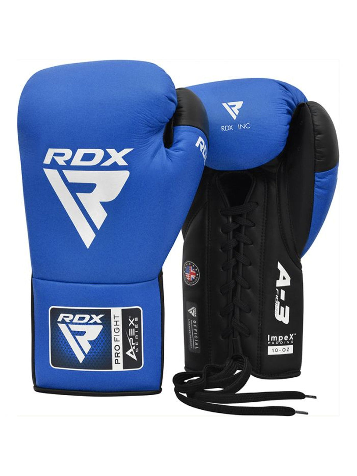 RDX APEX A3 Competition Lace-Up Fight Boxing Gloves - Blue