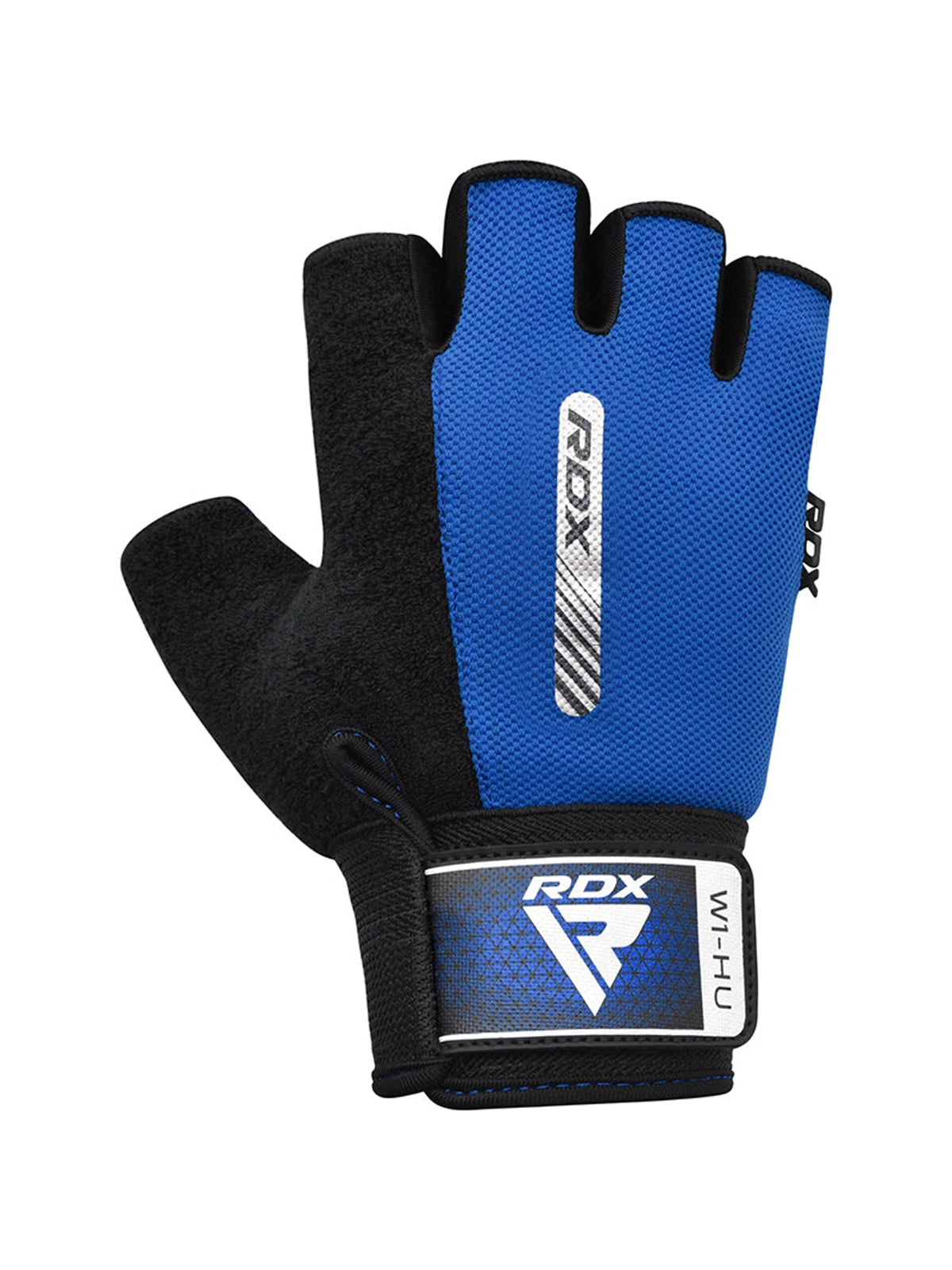 RDX W1H Half Finger Gym Workout Gloves, blue, main image