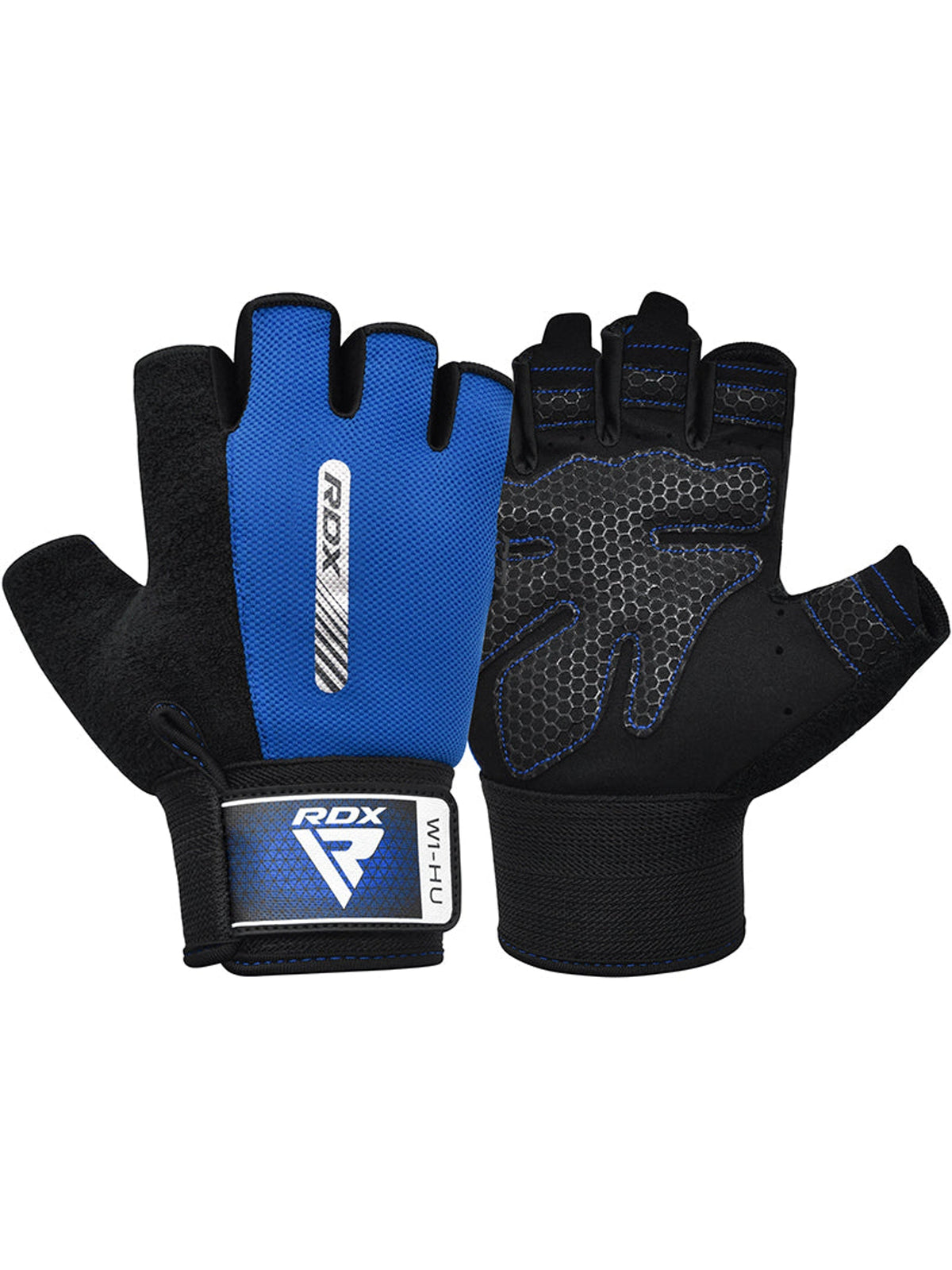 RDX W1H Half Finger Gym Workout Gloves, blue, image 3