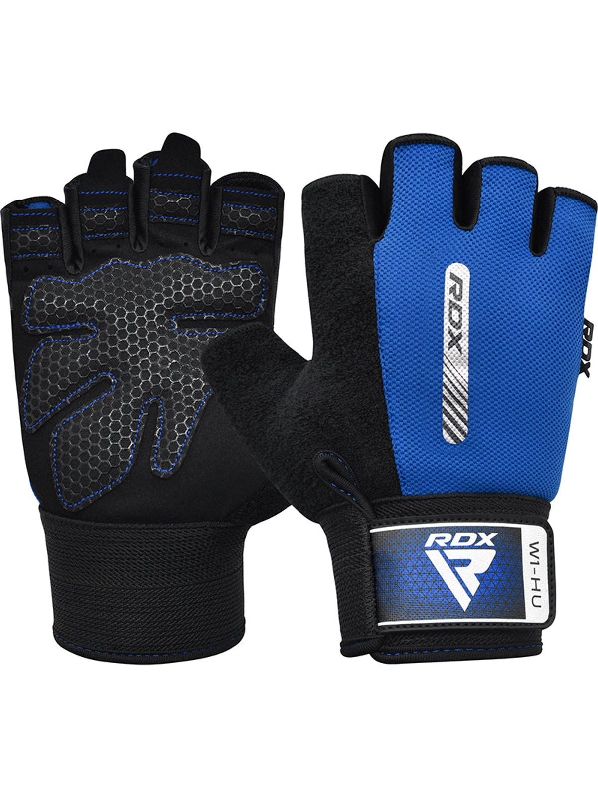 RDX W1H Half Finger Gym Workout Gloves, blue, image 4