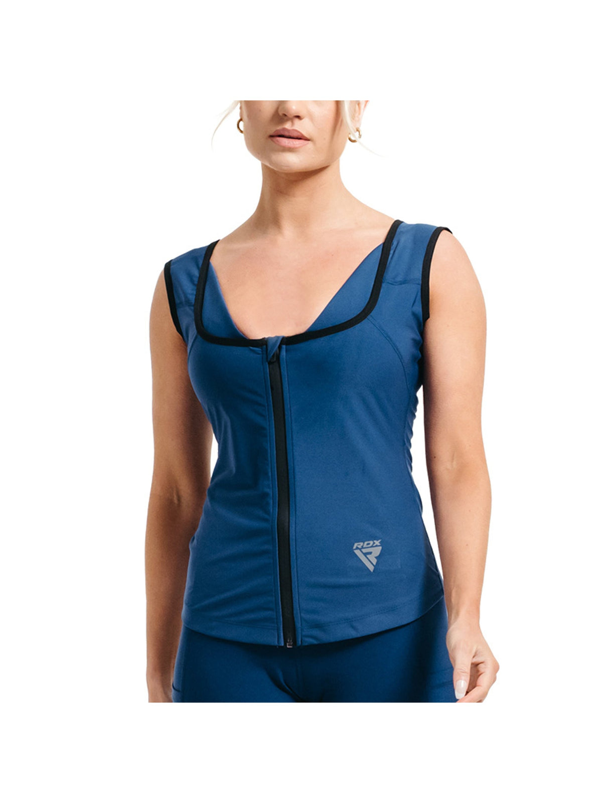 RDX W2 Women Sweat Vest With Zipper - Navy Blue