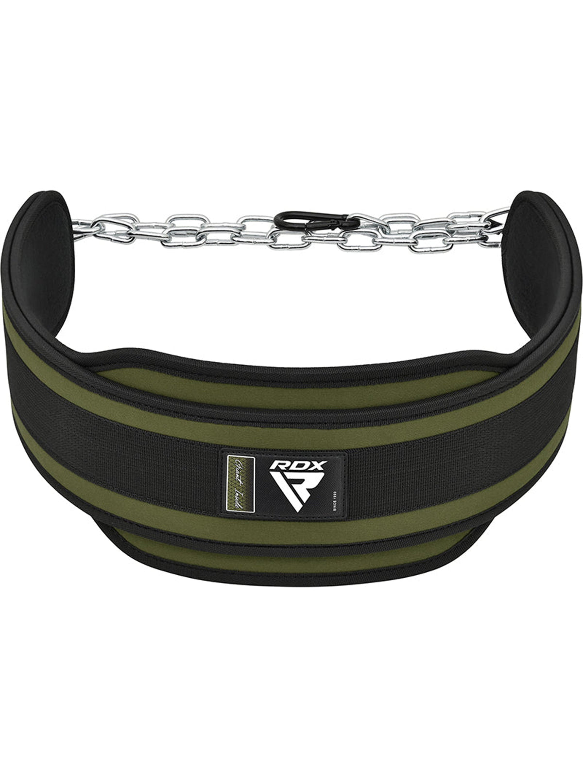 RDX T7 Weight Training Dipping Belt With Chain - Army Green