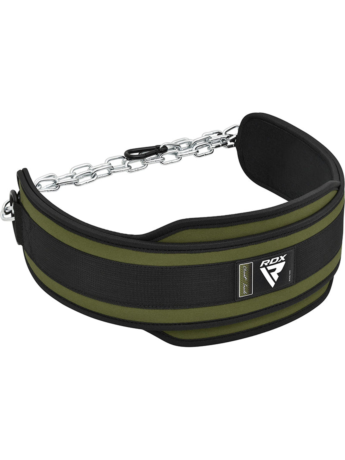 RDX T7 Weight Training Dipping Belt With Chain - Army Green