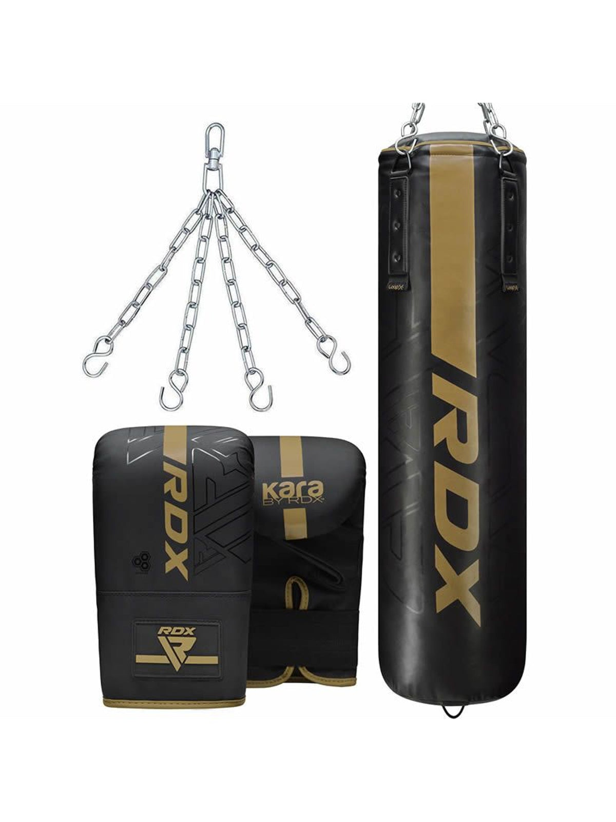 RDX F6 Kara 3-in-1 Punch Bag & Gloves Set – Black