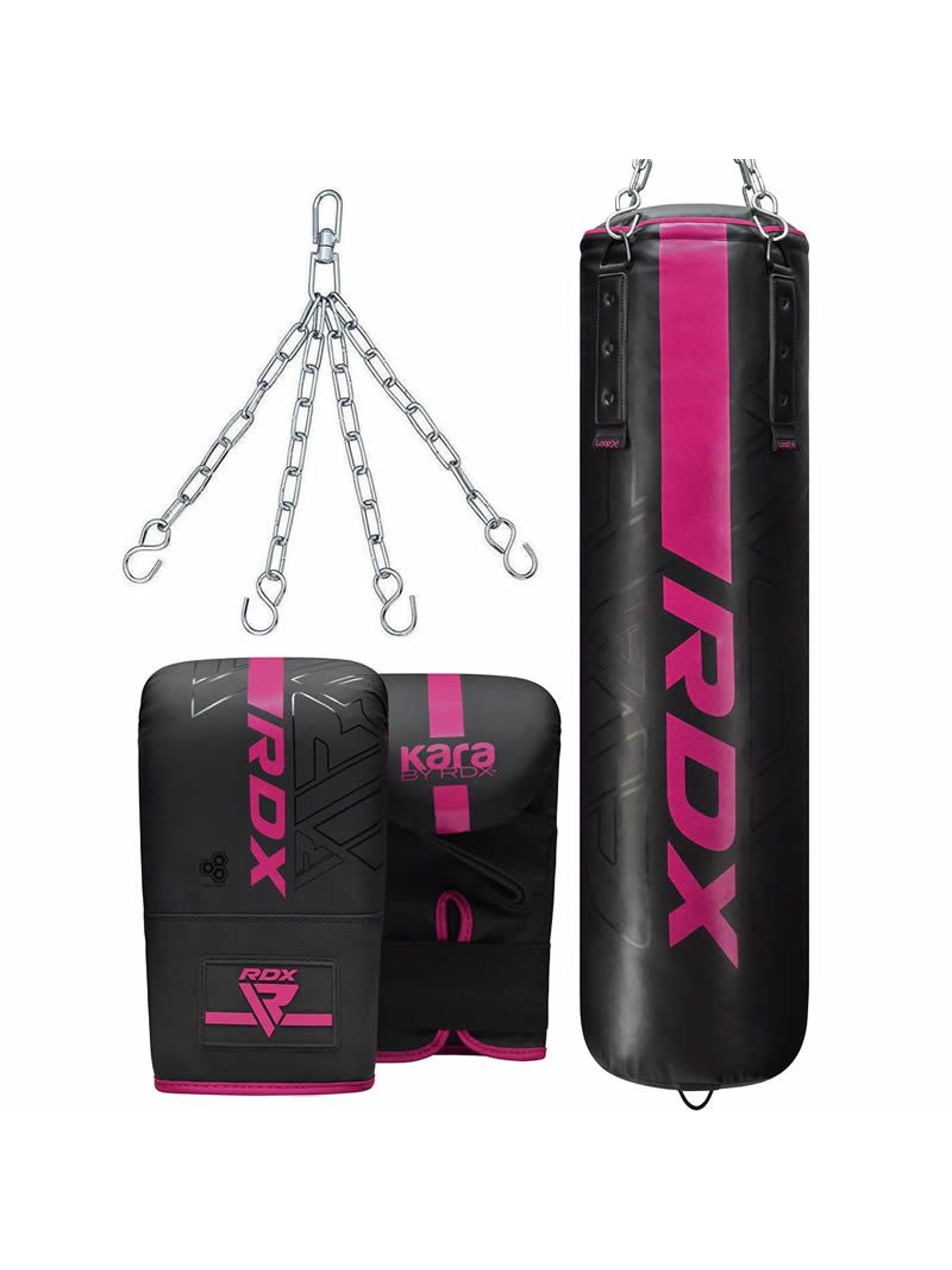 RDX F6 Kara 3-in-1 Punch Bag & Gloves Set – Black
