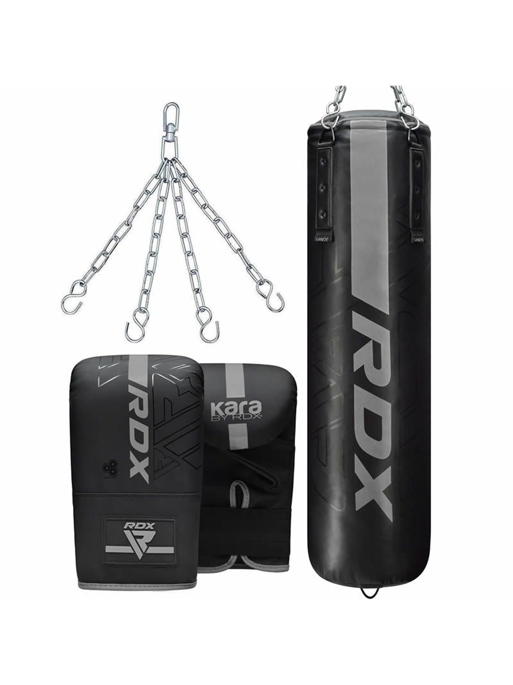 RDX F6 Kara 3-in-1 Punch Bag & Gloves Set – Black