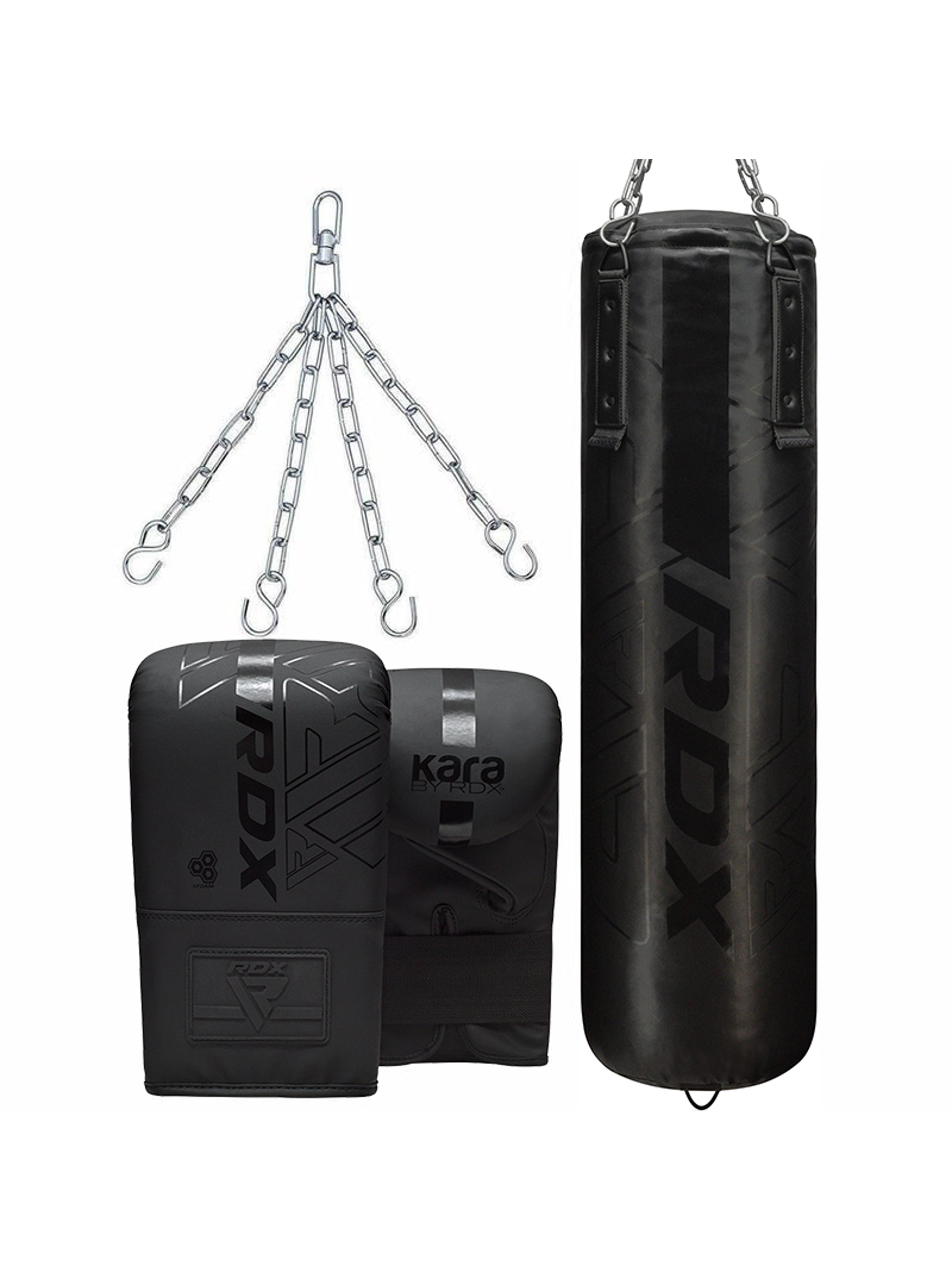RDX F6 Kara 3-in-1 Punch Bag & Gloves Set – Black