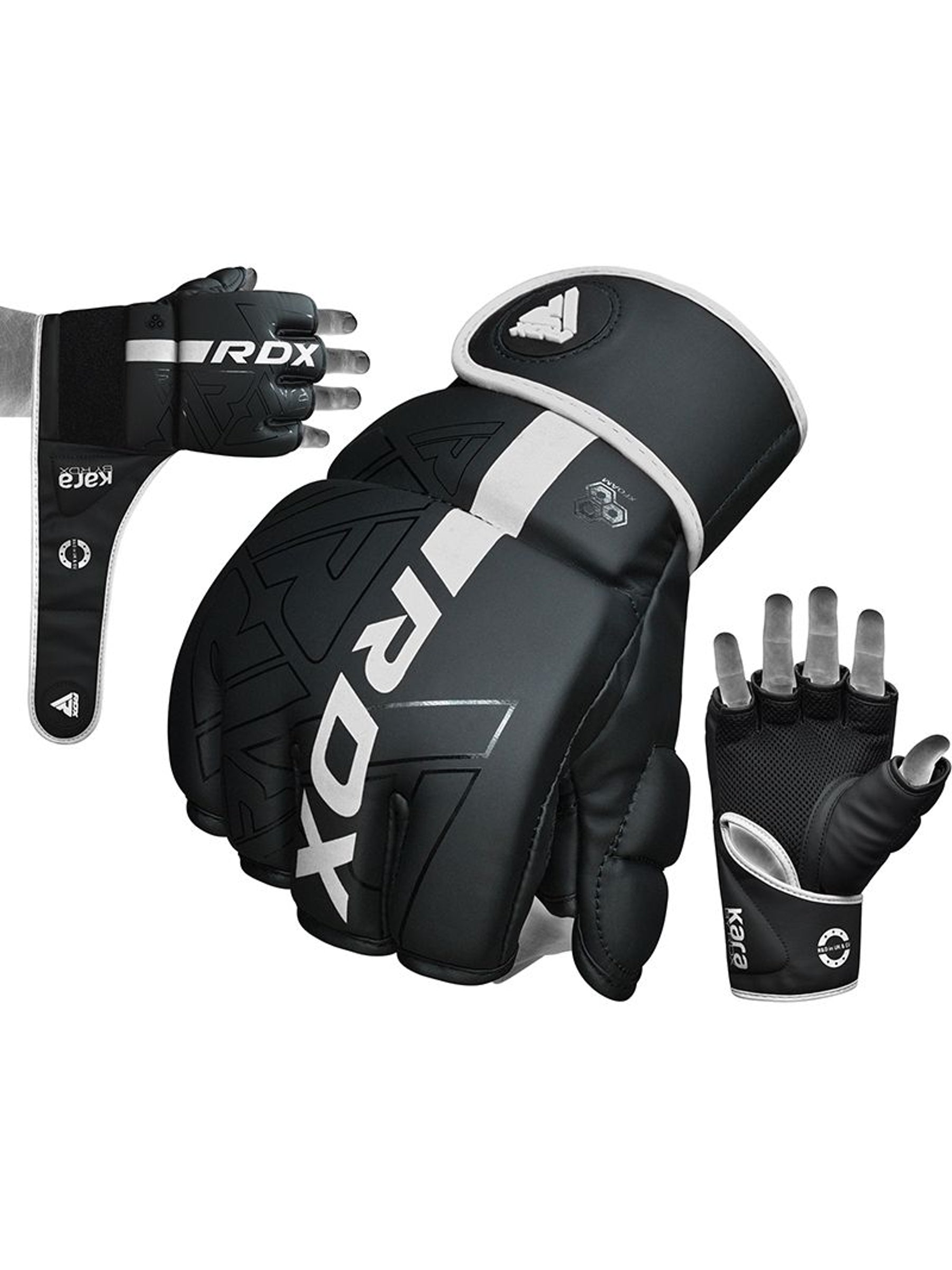 RDX F6 KARA MMA Grappling Gloves - Black and White