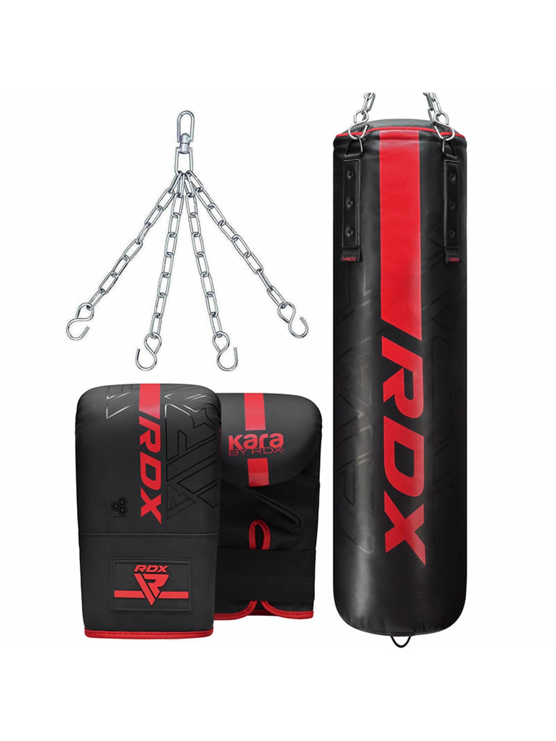 RDX F6 Kara 3-in-1 Punch Bag & Gloves Set – Black