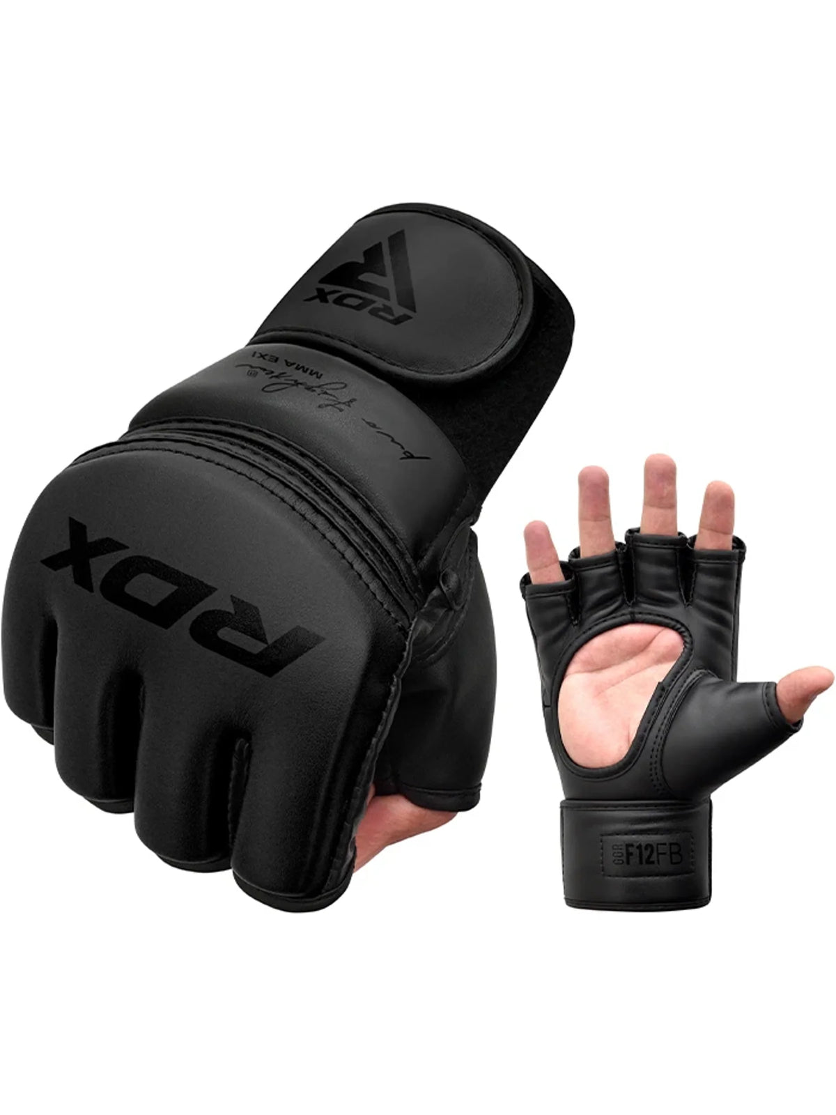 RDX GGR F-12 PLUS MMA Grappling Gloves, black, feature graphic
