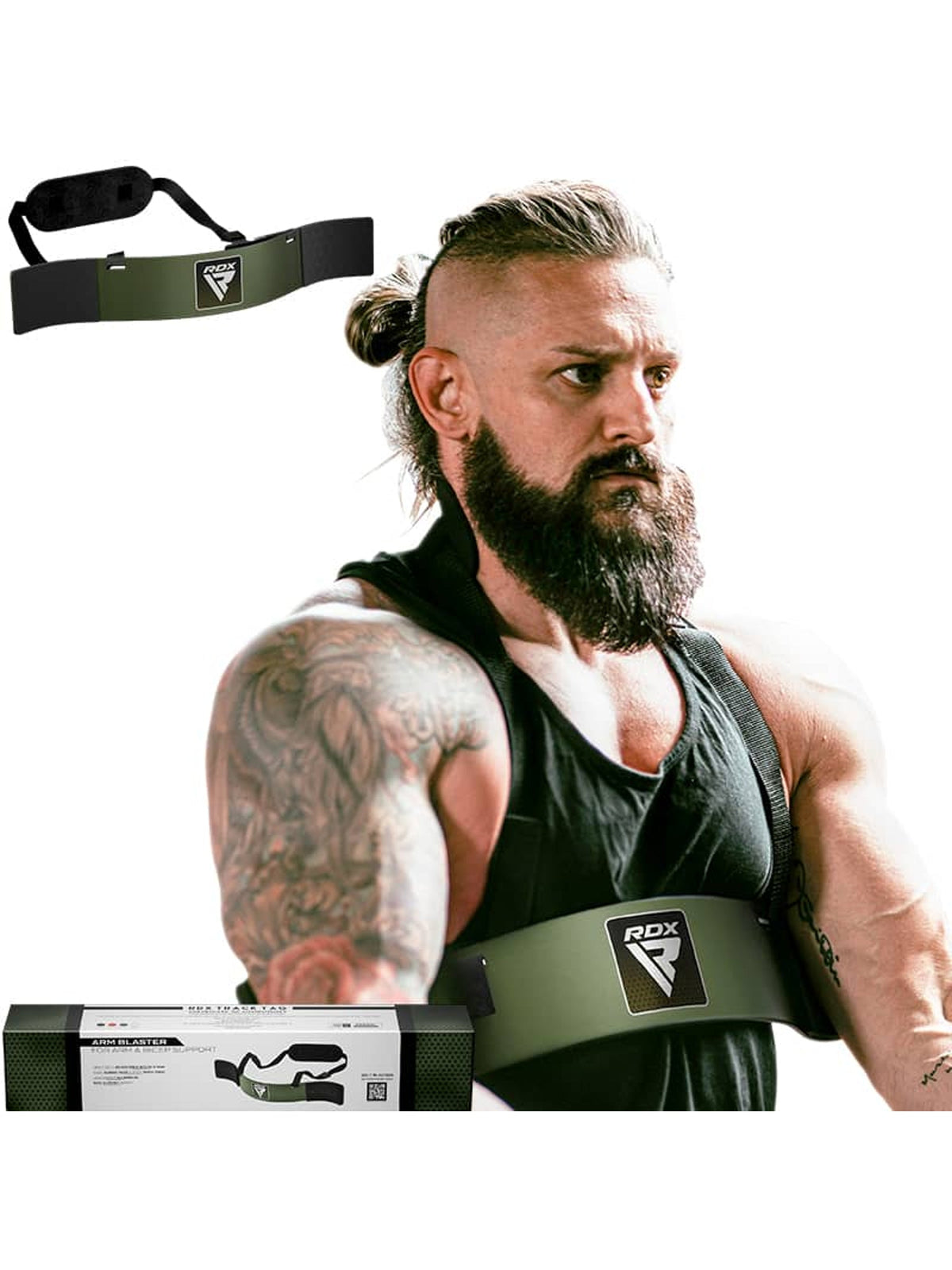 RDX T2 Arm Blaster for Biceps Curl, army green, main image
