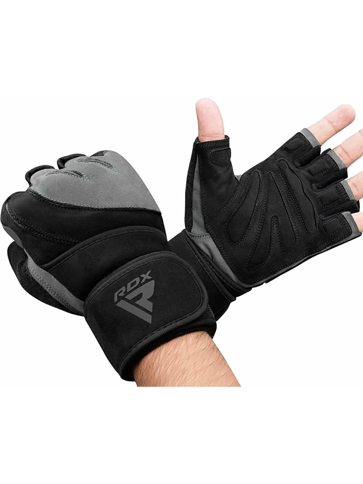 RDX L4 Open Finger Weightlifting Gym Gloves - Gray