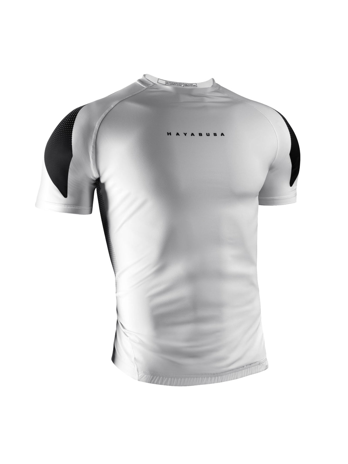Hayabusa Men's Pro Ranked Short Sleeve Rash Guard, white, main image