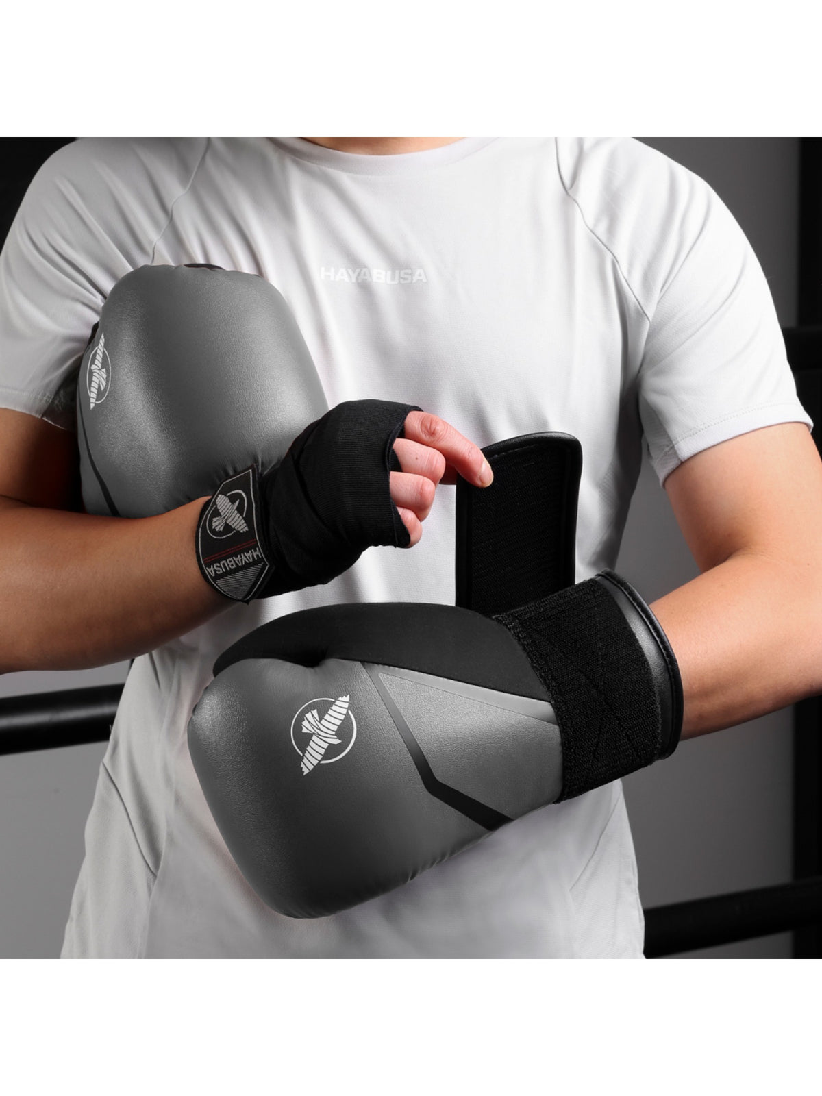 Hayabusa E1 Boxing Gloves, grey/black, image 4