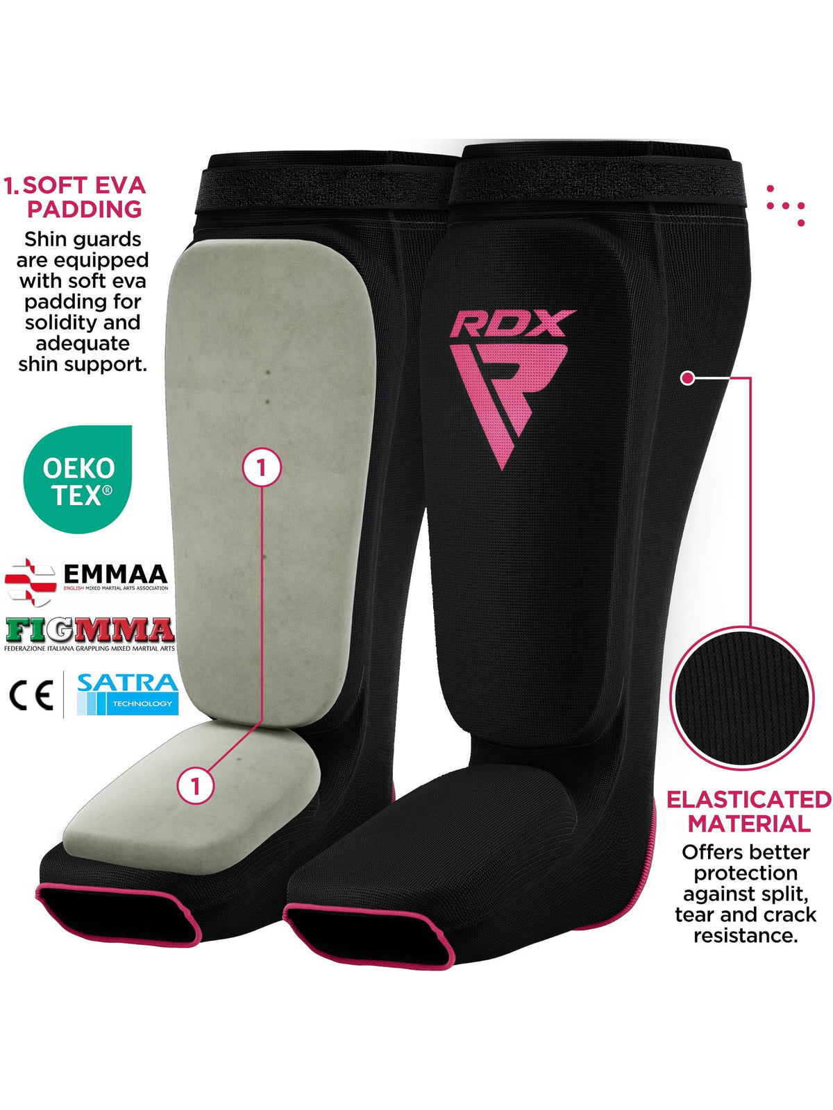 RDX SIB Shin Instep Guard - Black/Pink