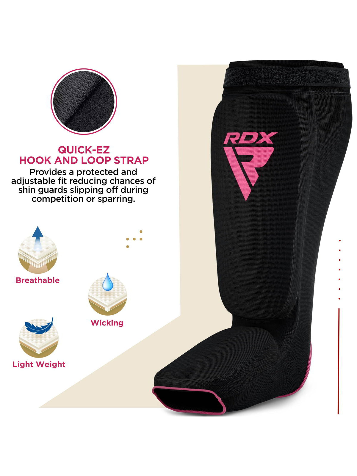 RDX SIB Shin Instep Guard - Black/Pink