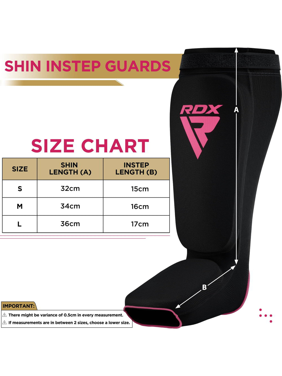 RDX SIB Shin Instep Guard - Black/Pink