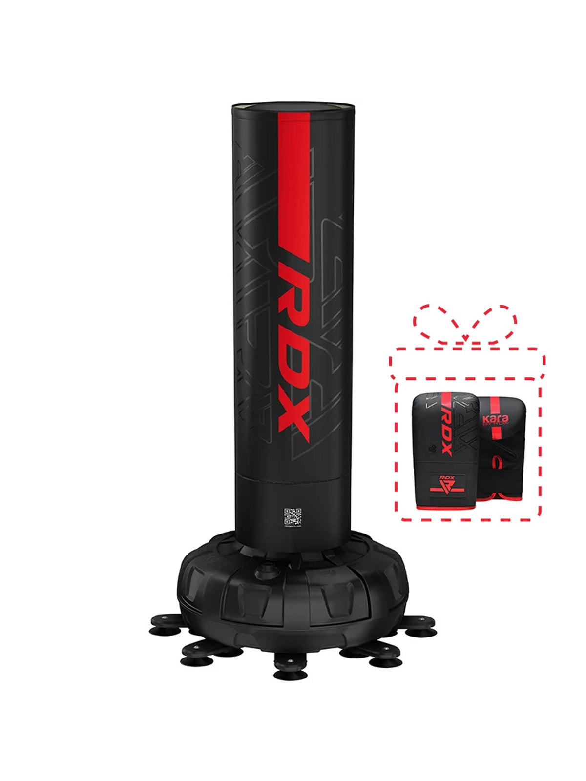 RDX F6 Kara 6ft Free-Standing Punch Bag & Mitts Set – Red/Black