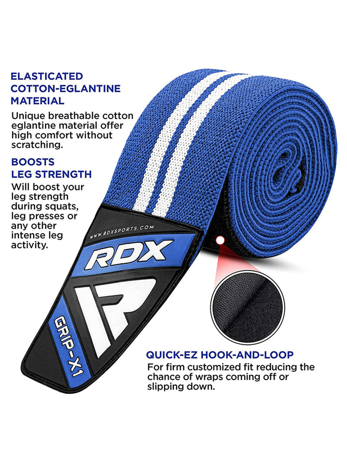 RDX K4 Weightlifting Knee Wraps – Blue