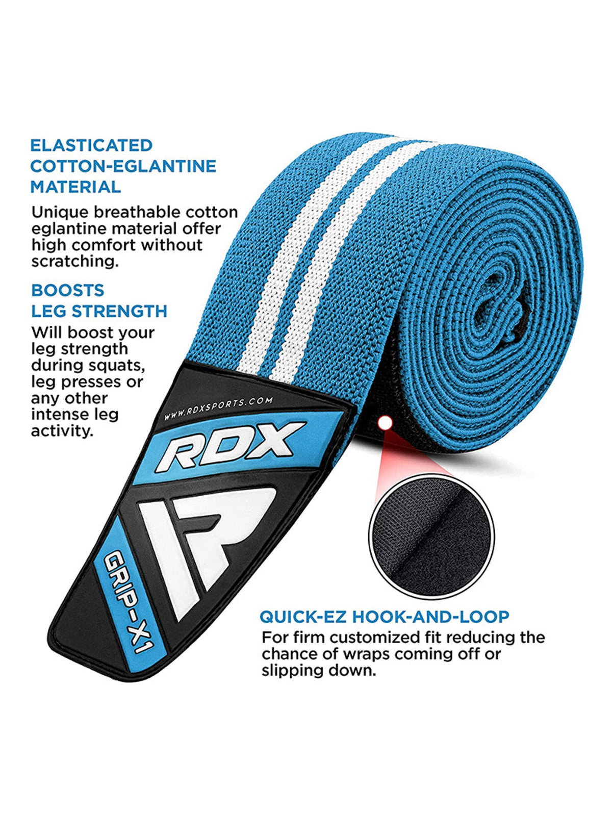 RDX K4 Weightlifting Knee Wraps – Sky Blue