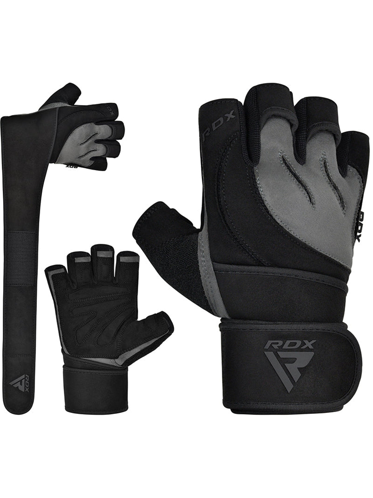 RDX L4 Open Finger Weightlifting Gym Gloves - Gray