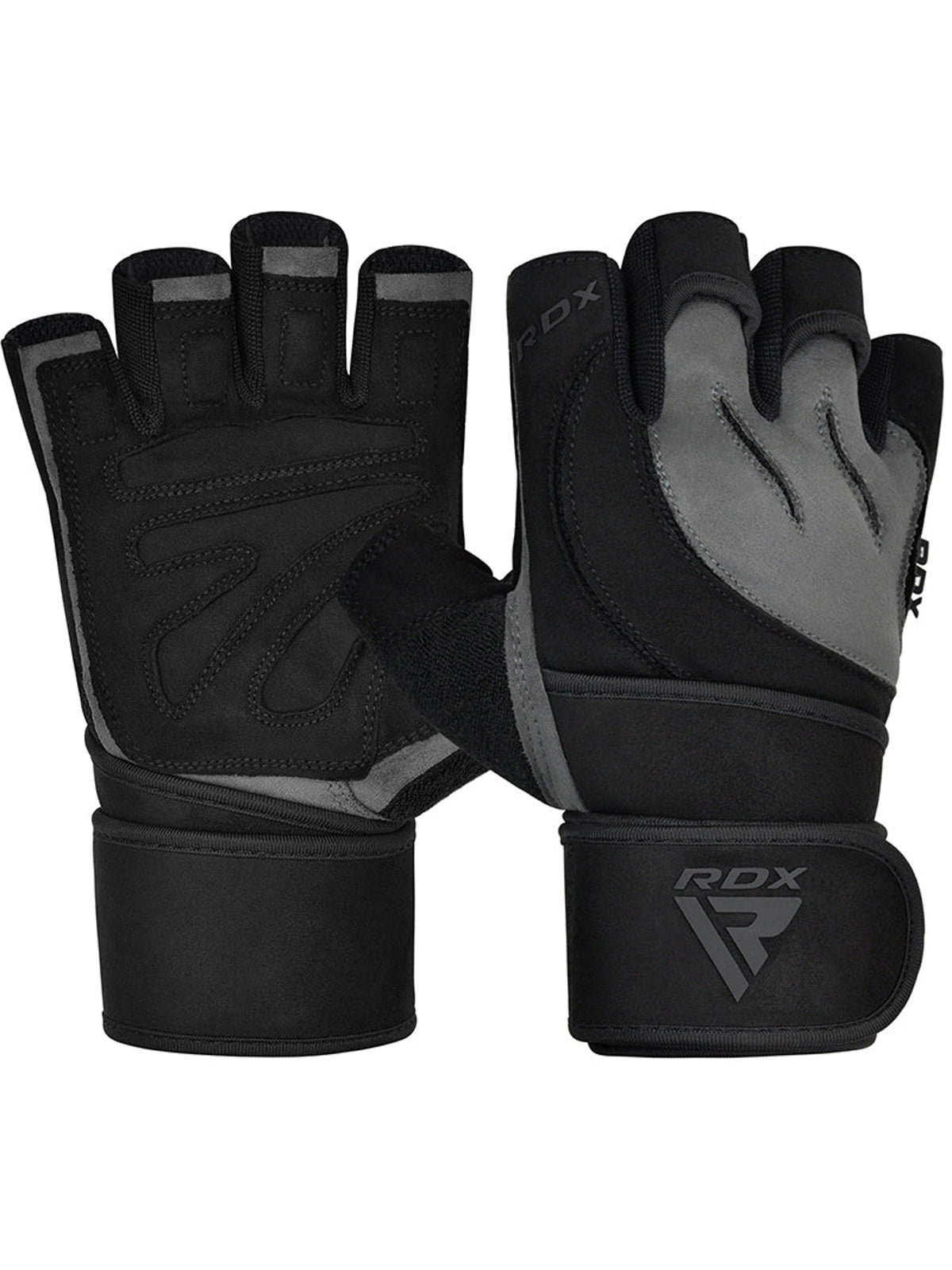 RDX L4 Open Finger Weightlifting Gym Gloves - Gray