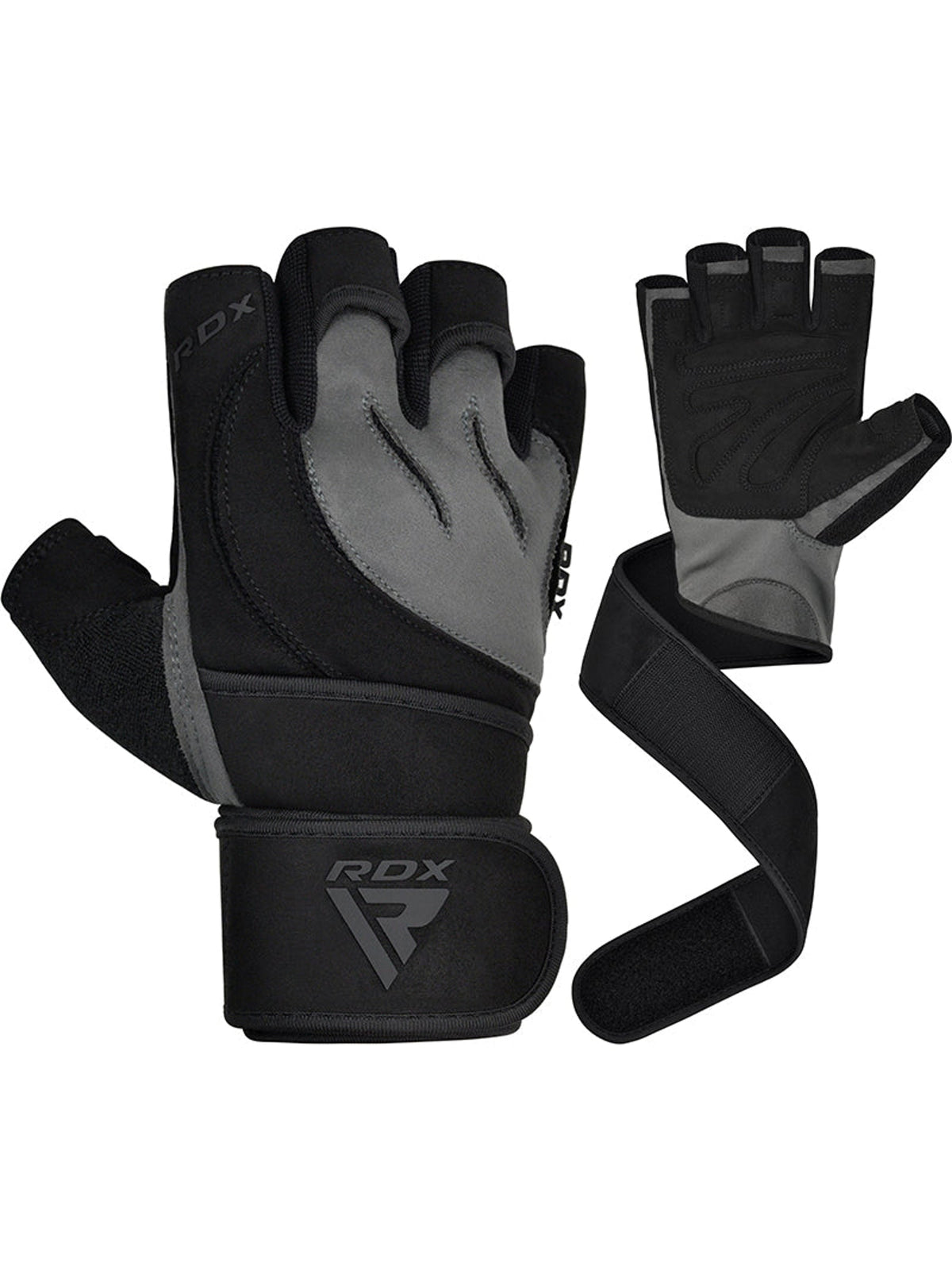 RDX L4 Open Finger Weightlifting Gym Gloves - Gray