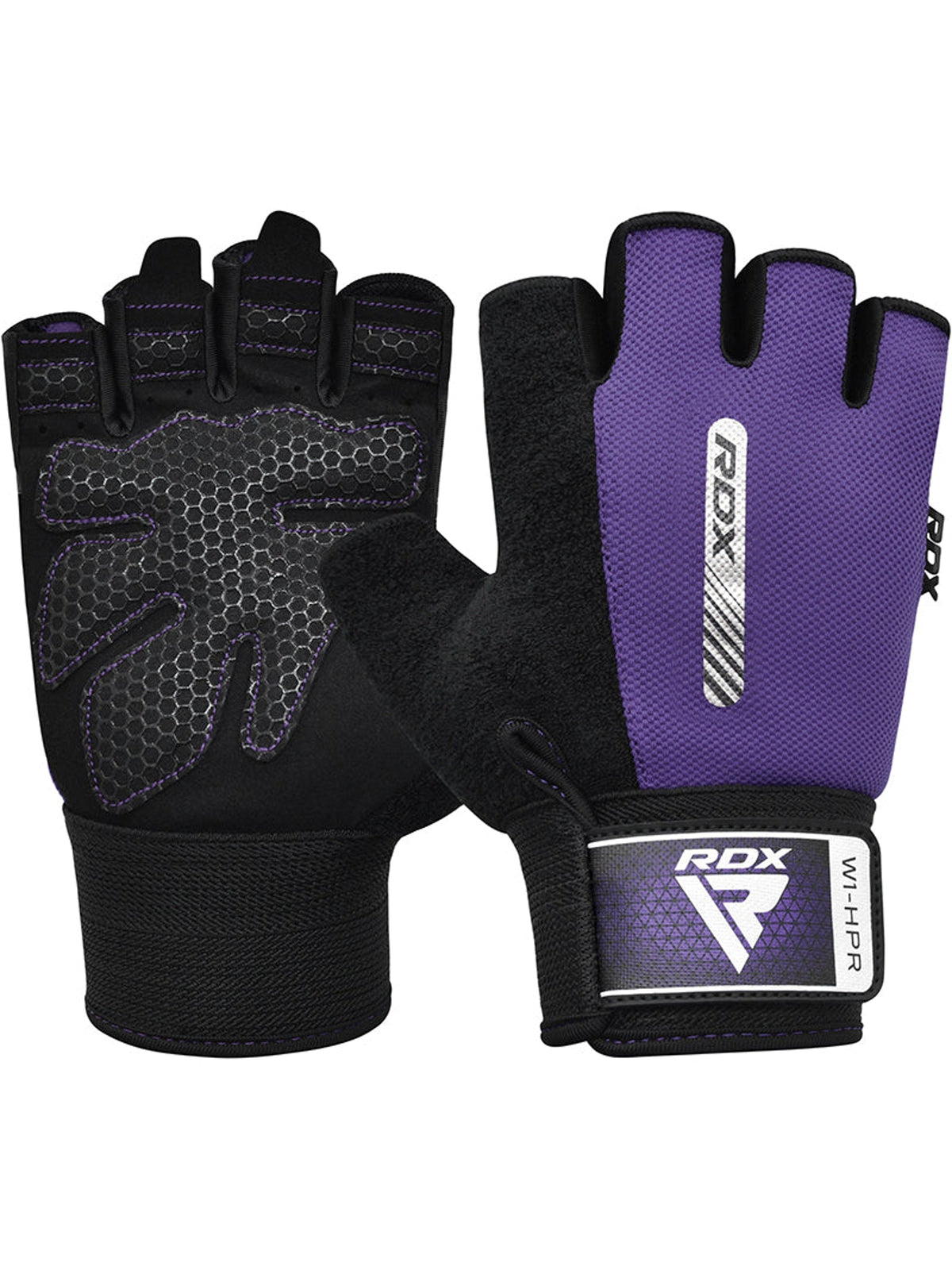 RDX W1H Half Finger Gym Workout Gloves, purple, image 4