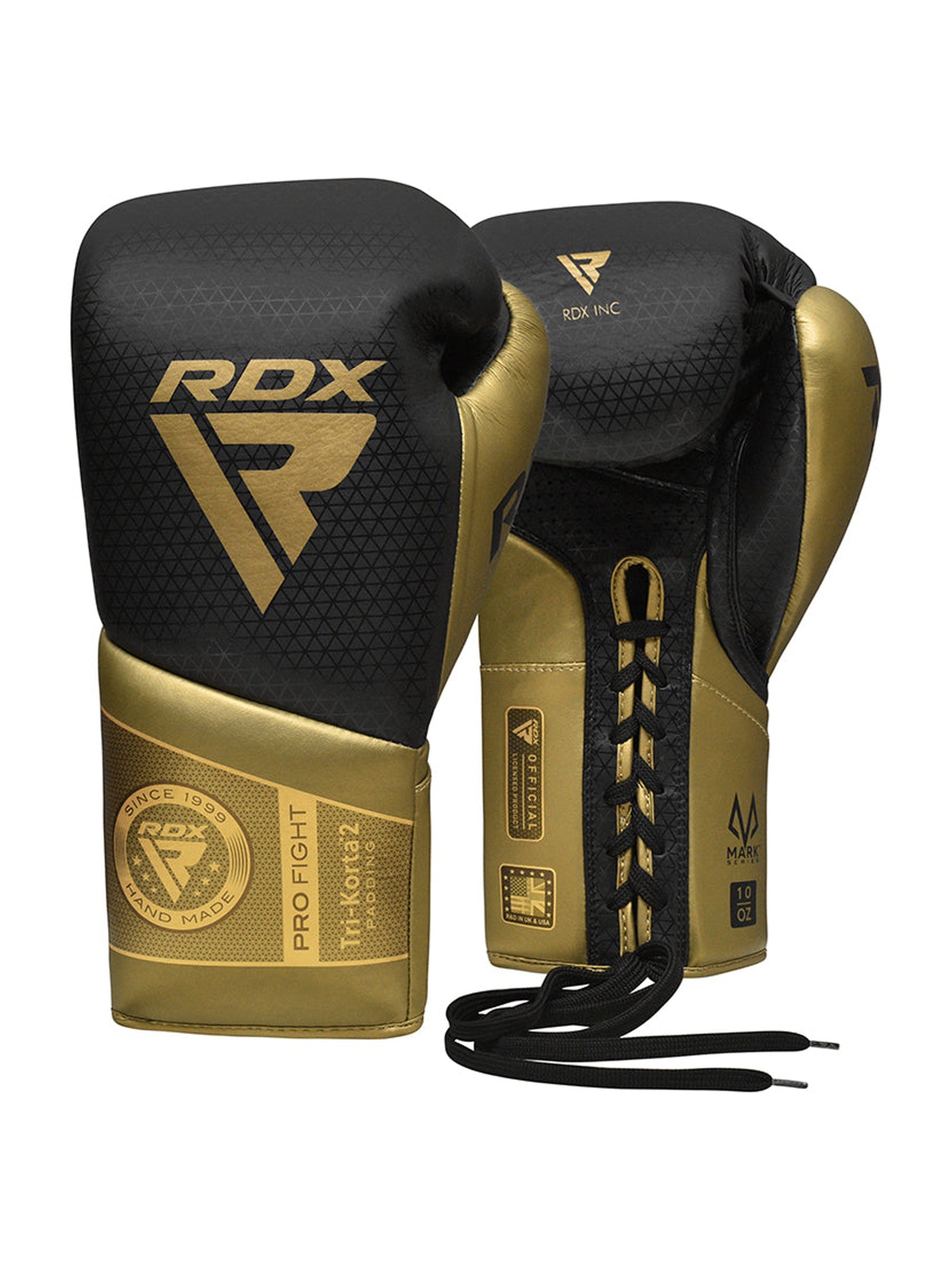 RDX K2 Mark Pro Boxing Gloves Gold Silver - detail view