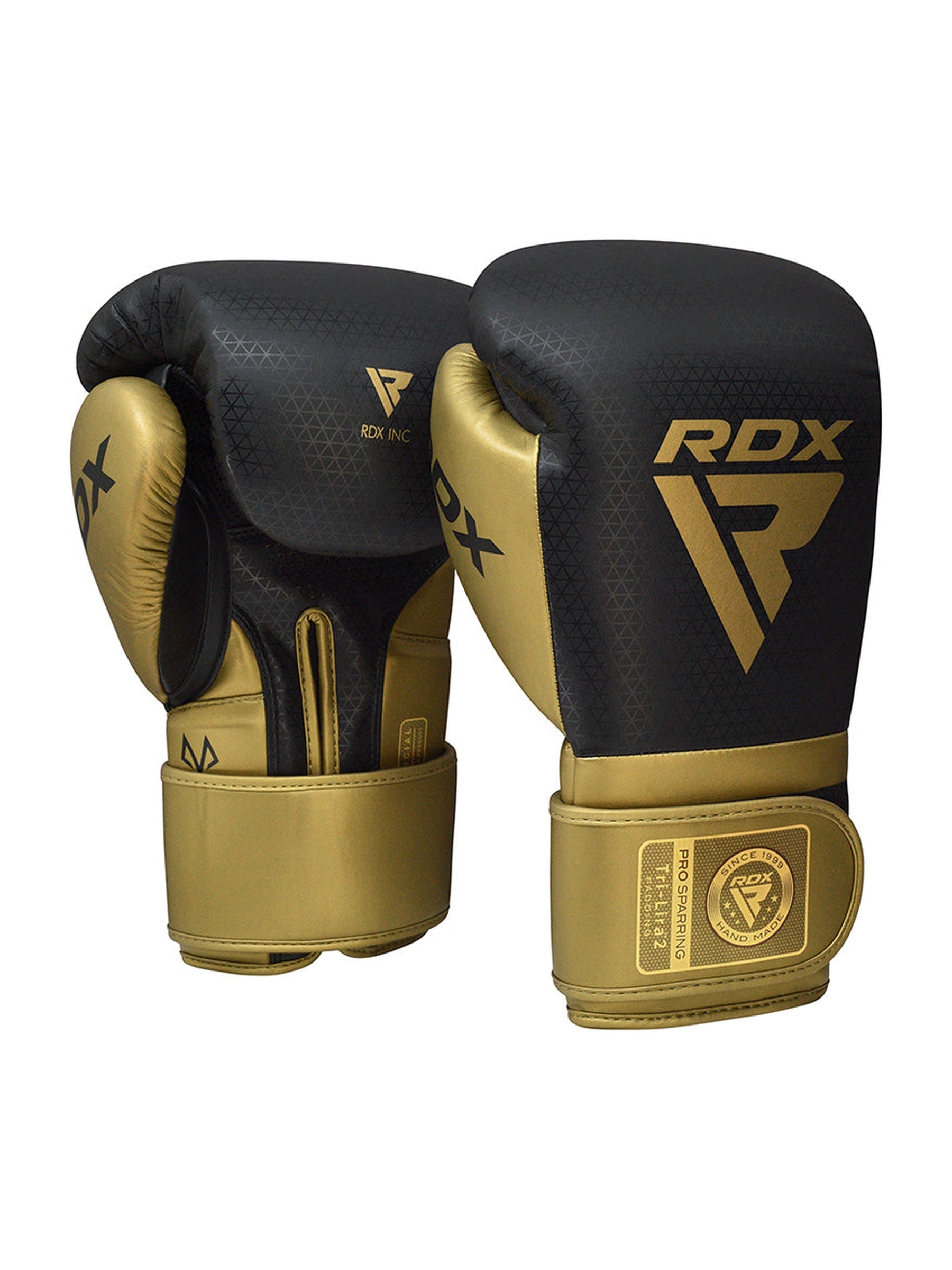 RDX L2 Mark Pro Sparring Boxing Gloves – Hook & Loop Pro Sparring Gloves | Gold & Silver | 8–16 oz