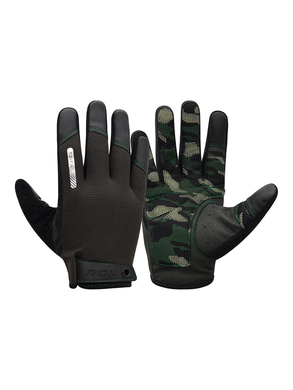RDX T2 Touch Screen Full Finger Gym Gloves Army Green Black - front view