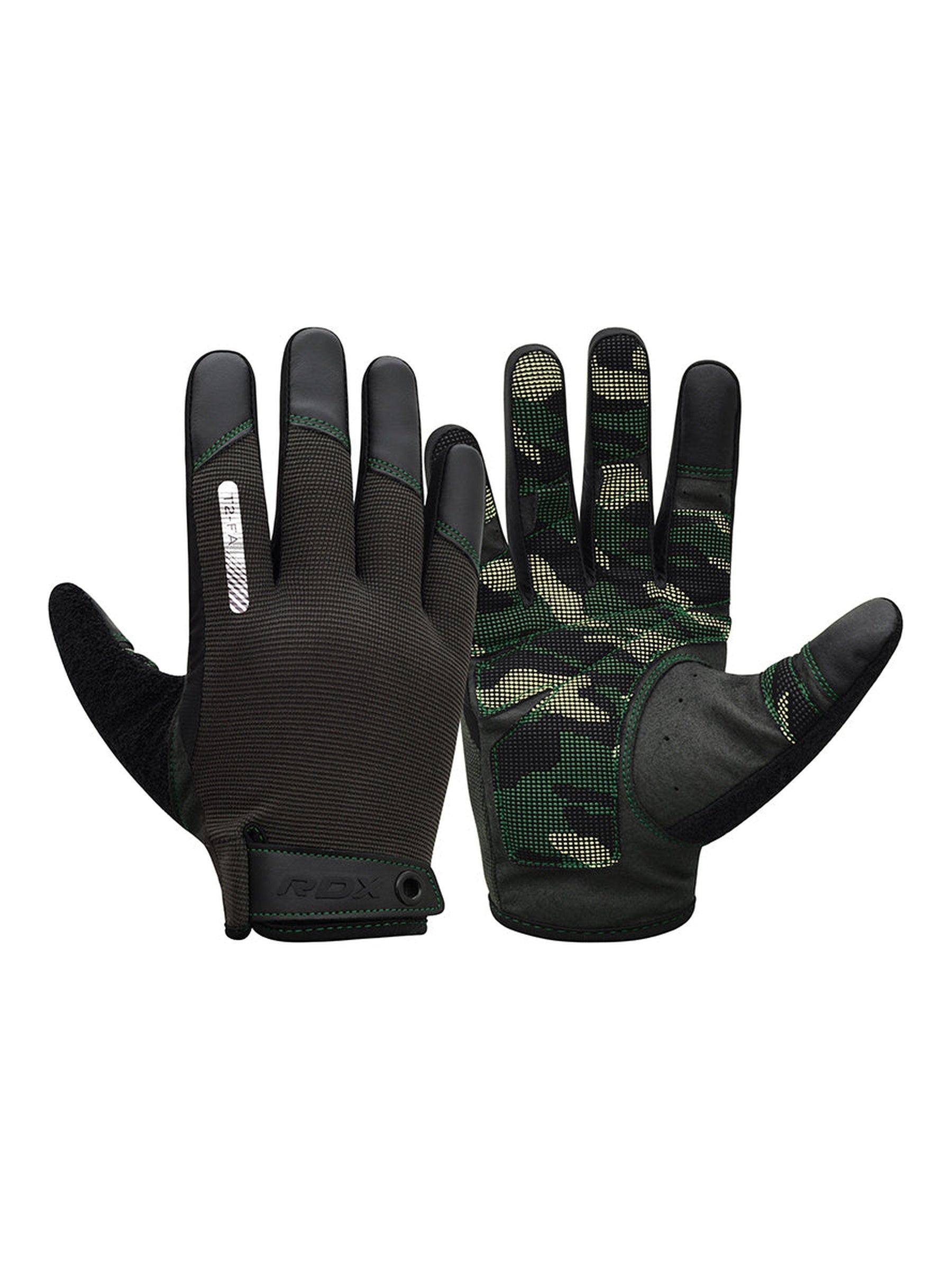 RDX T2 Full Finger Gym Gloves Army Green Black - detail view