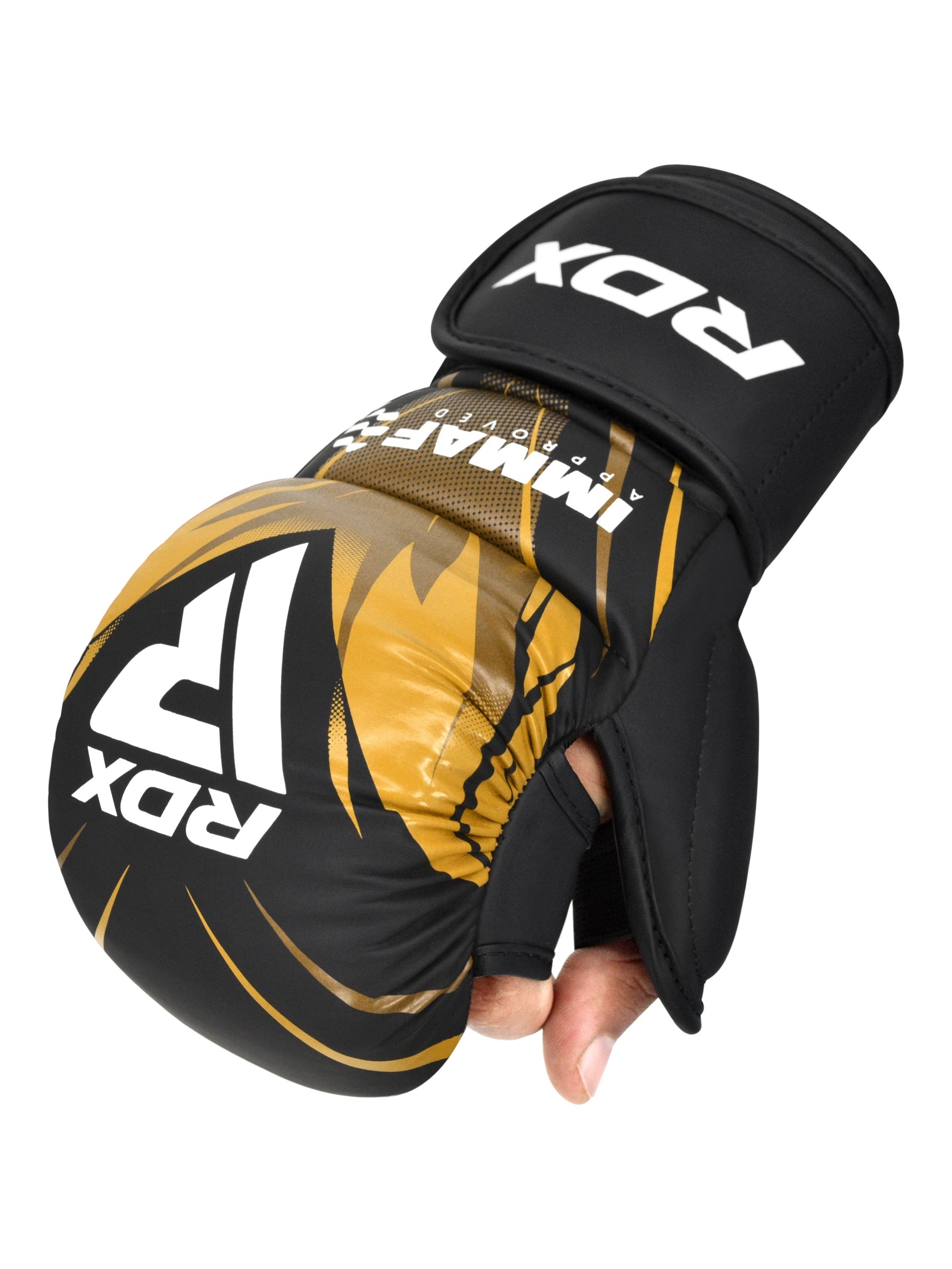 RDX IMMAF Shooter Grappling Gloves – Gold – finger detail