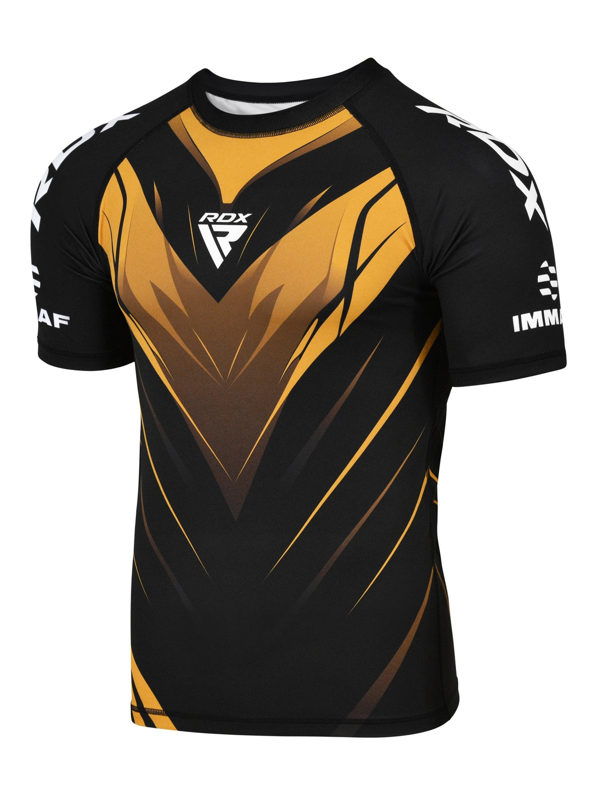 RDX IMMAF Compression Shirt – Gold – logo detail