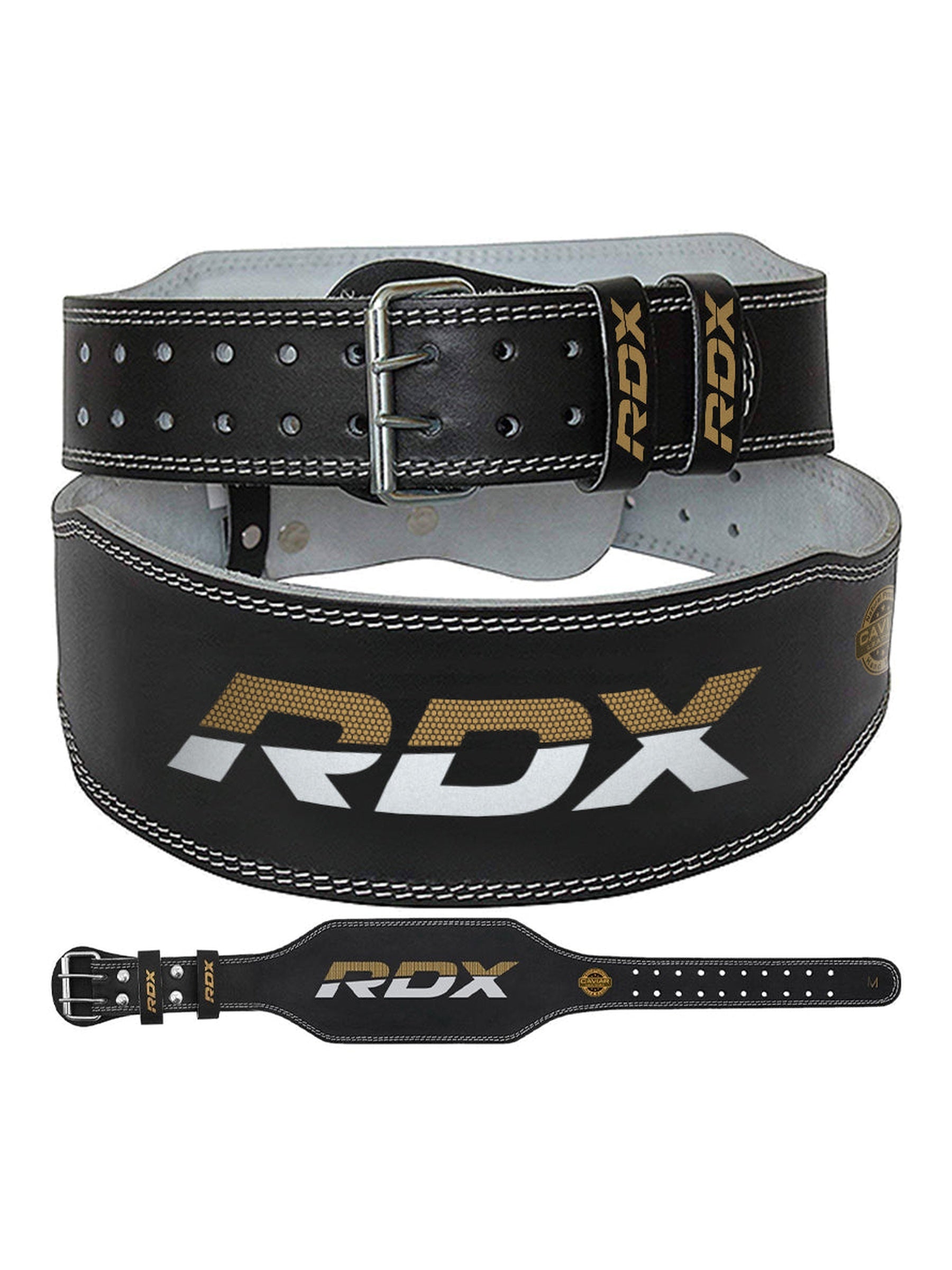 RDX 4 Inch Leather Weightlifting Gym Belt – front view
