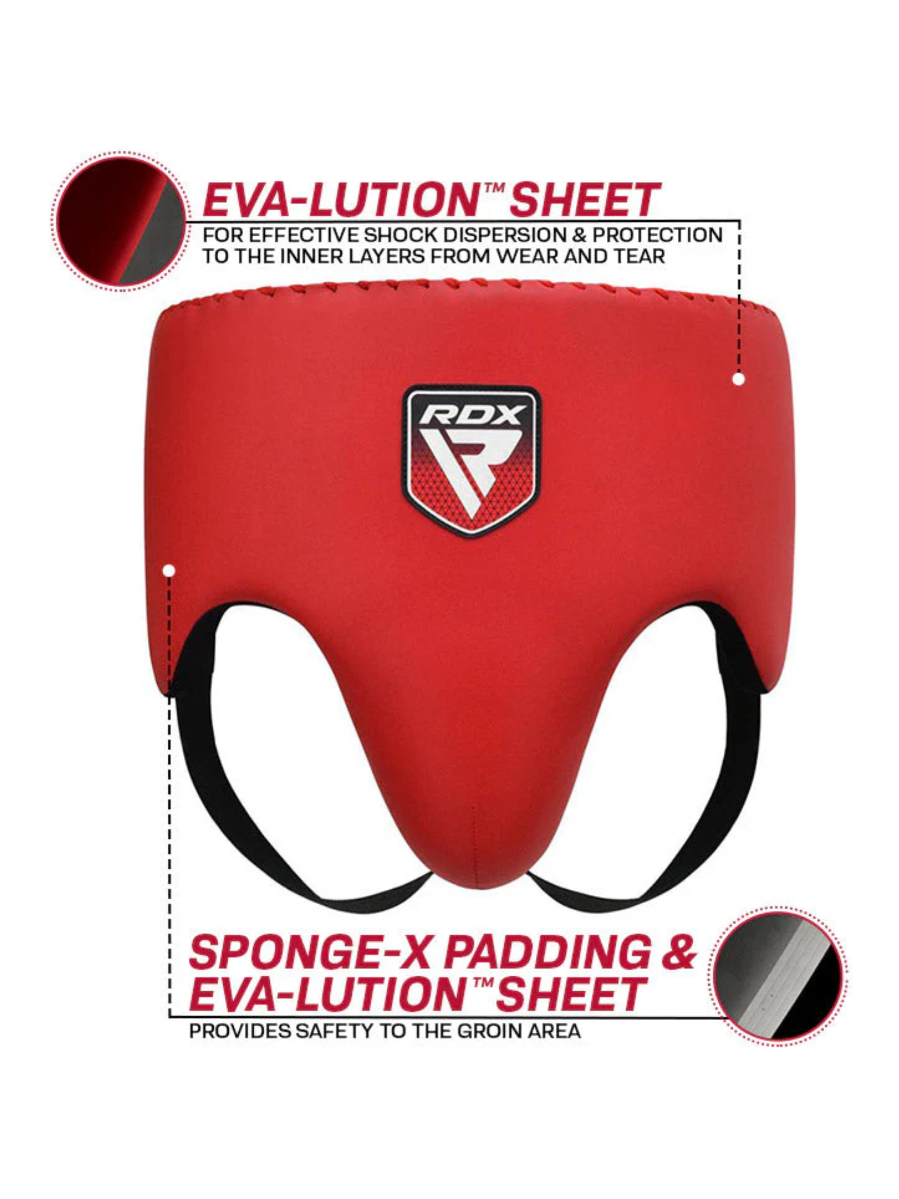 RDX APEX Groin Guard Red Blue - detail view