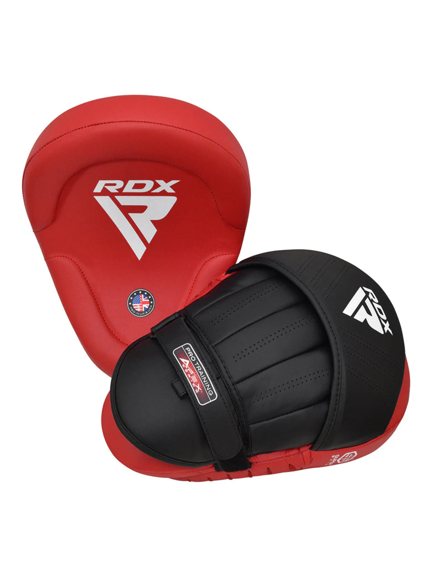 RDX APEX Curved Training Boxing Pads Pro Focus Mitts Red Blue - front view