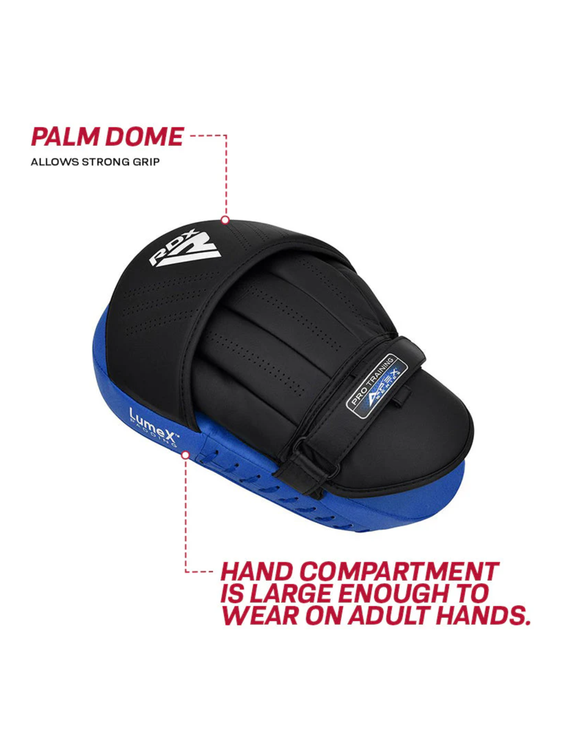 RDX APEX Curved Boxing Pads Red Blue - side view