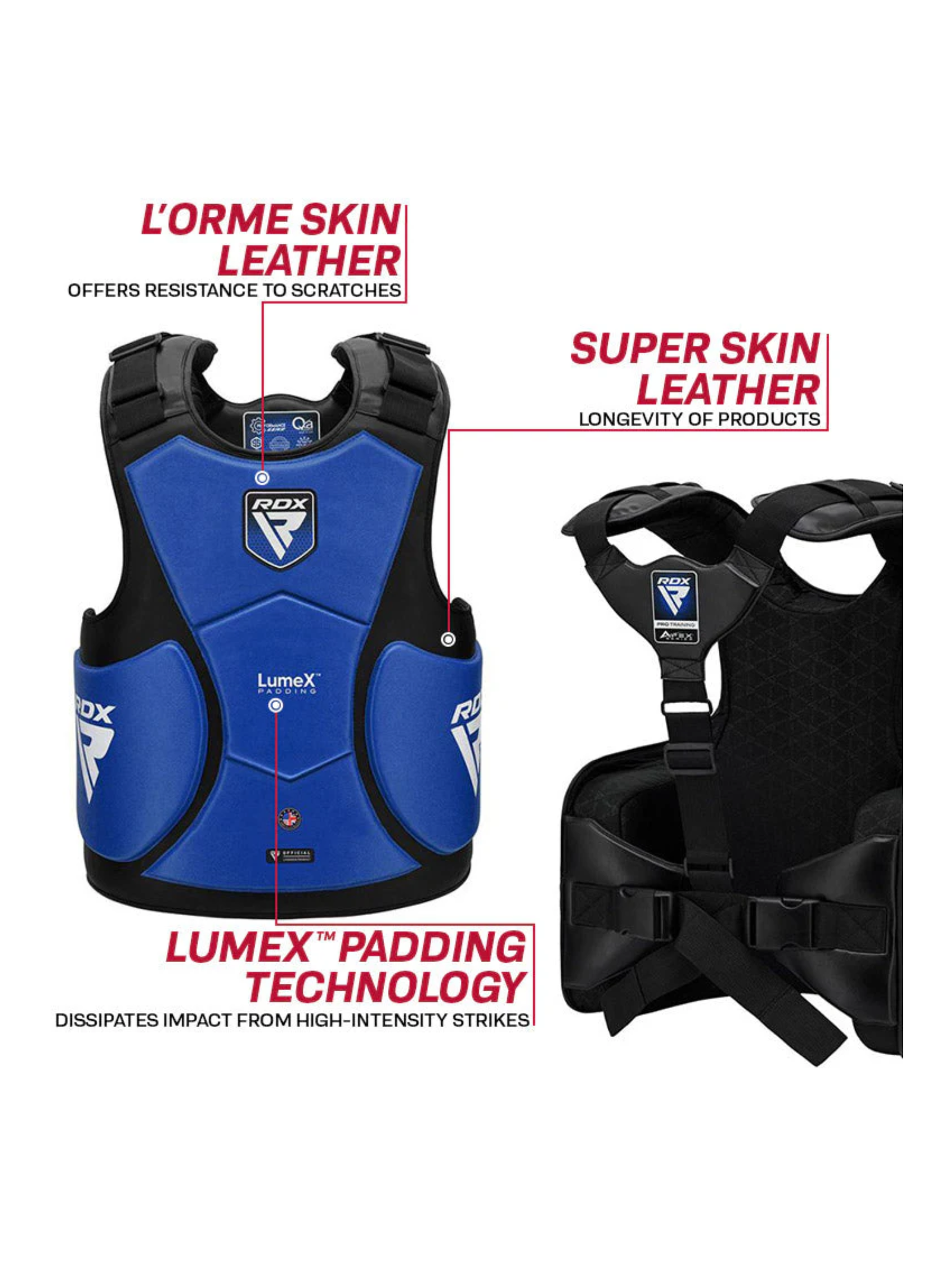 RDX APEX Body Protector – size chart S to XL