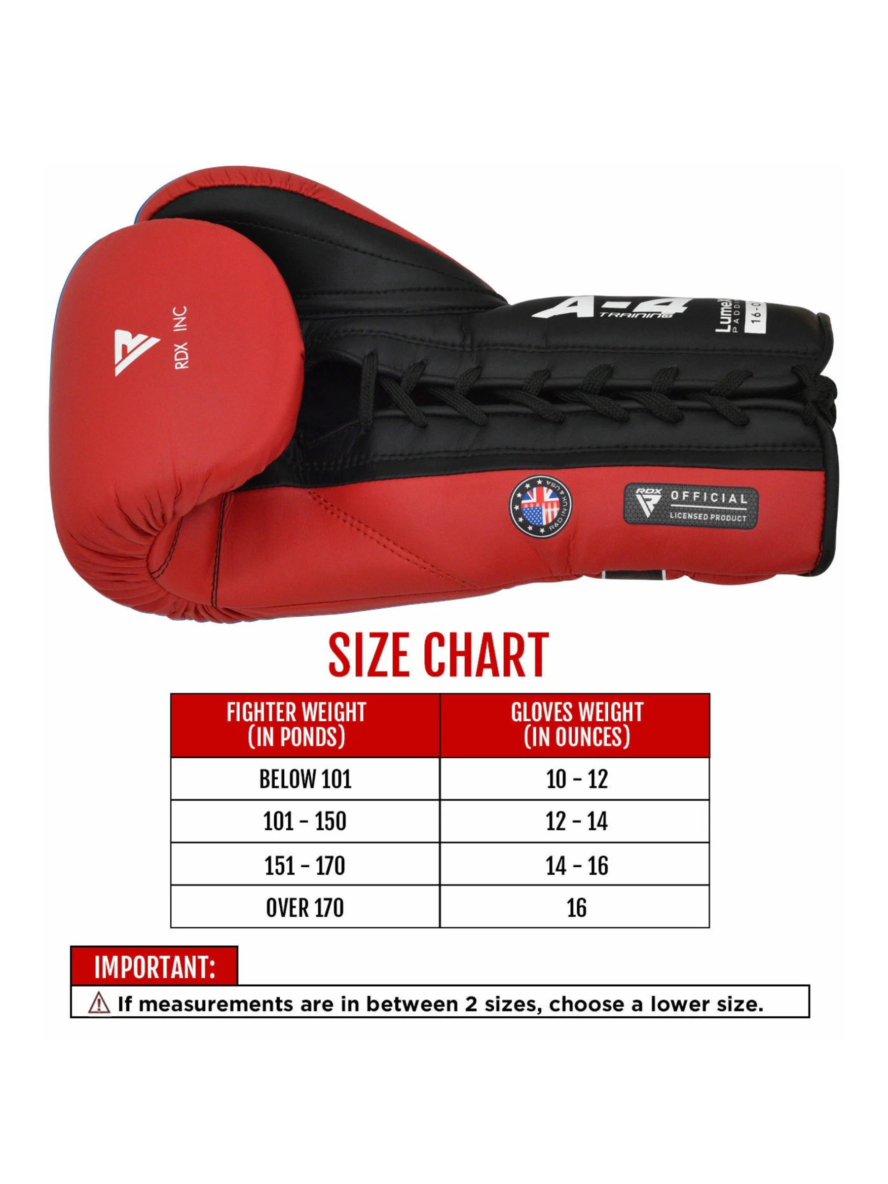 RDX APEX Lace Up Training/Sparring Boxing Gloves – Pro Training Gloves | Red & Blue | 10–16 oz
