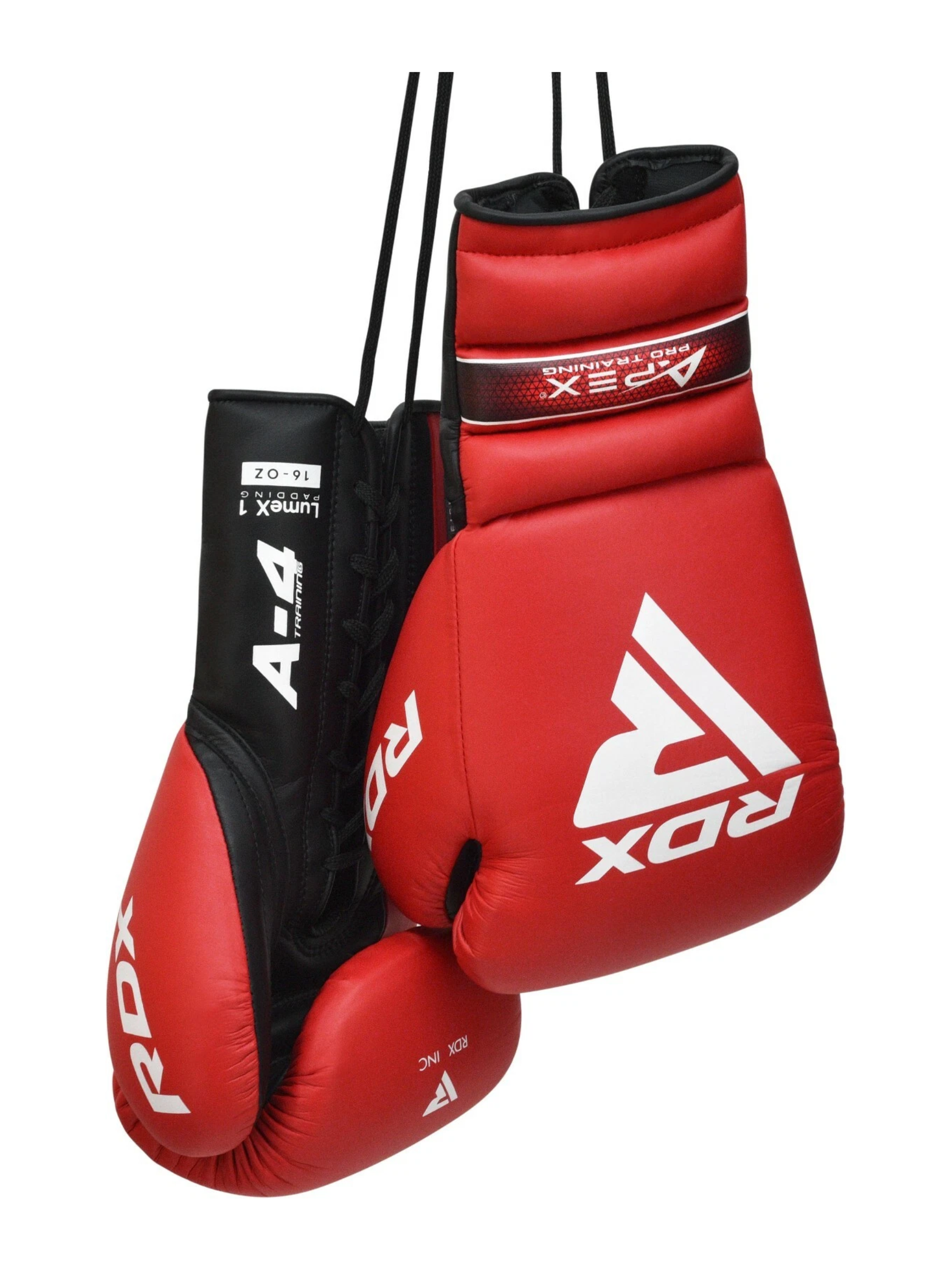 RDX APEX Lace Up Sparring Boxing Gloves Red Blue - detail view