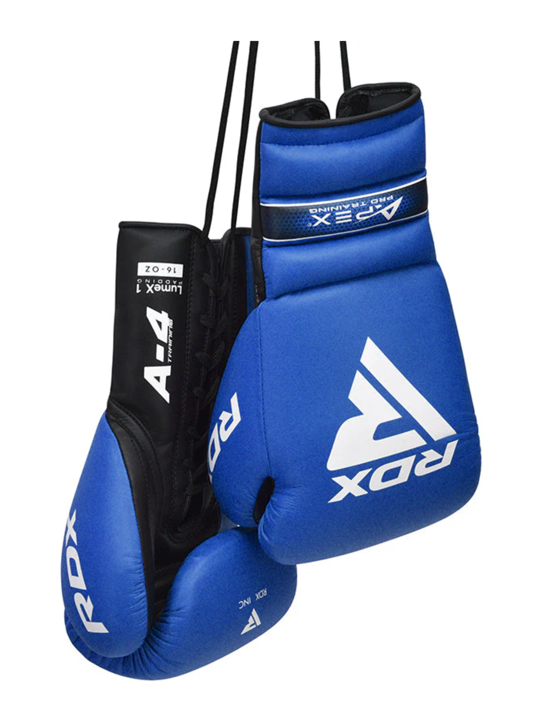 RDX APEX Lace Up Training/Sparring Boxing Gloves – Pro Training Gloves | Red & Blue | 10–16 oz