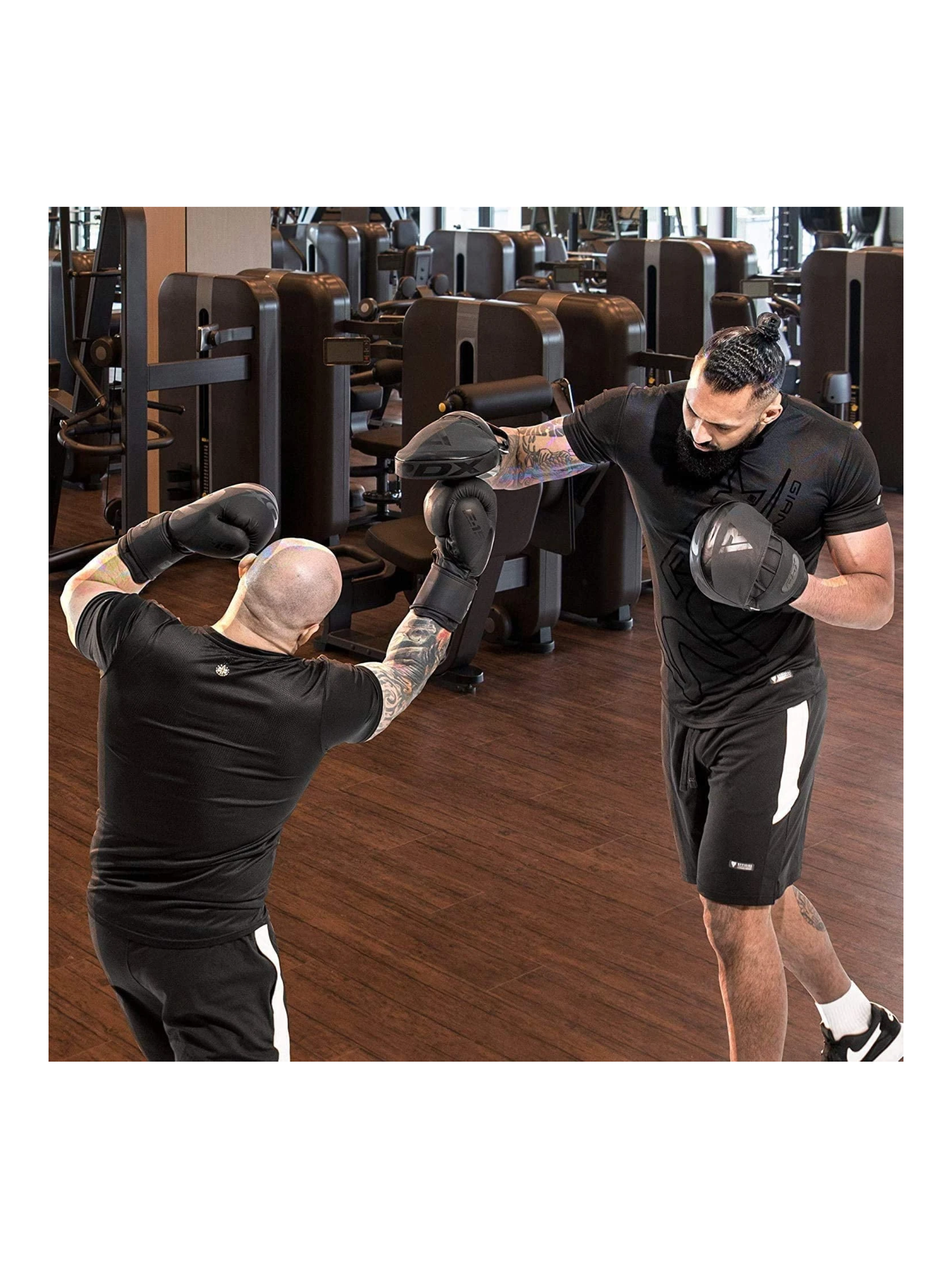 RDX T15 Noir Focus Pads – ConvEX Skin MMA Boxing Mitts Black - side view