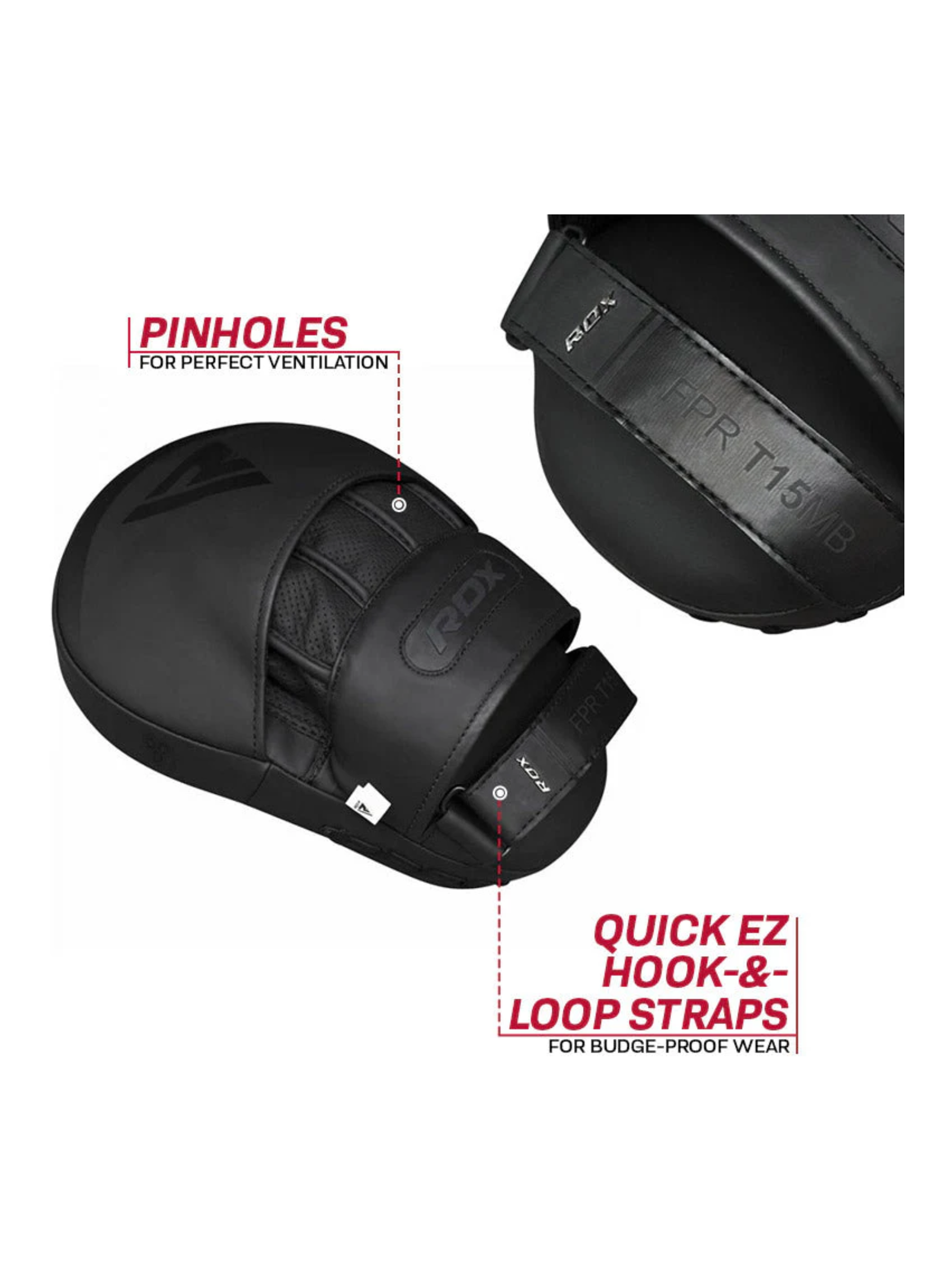 RDX T15 Noir Focus Pads – ConvEX Skin MMA Boxing Mitts | Black