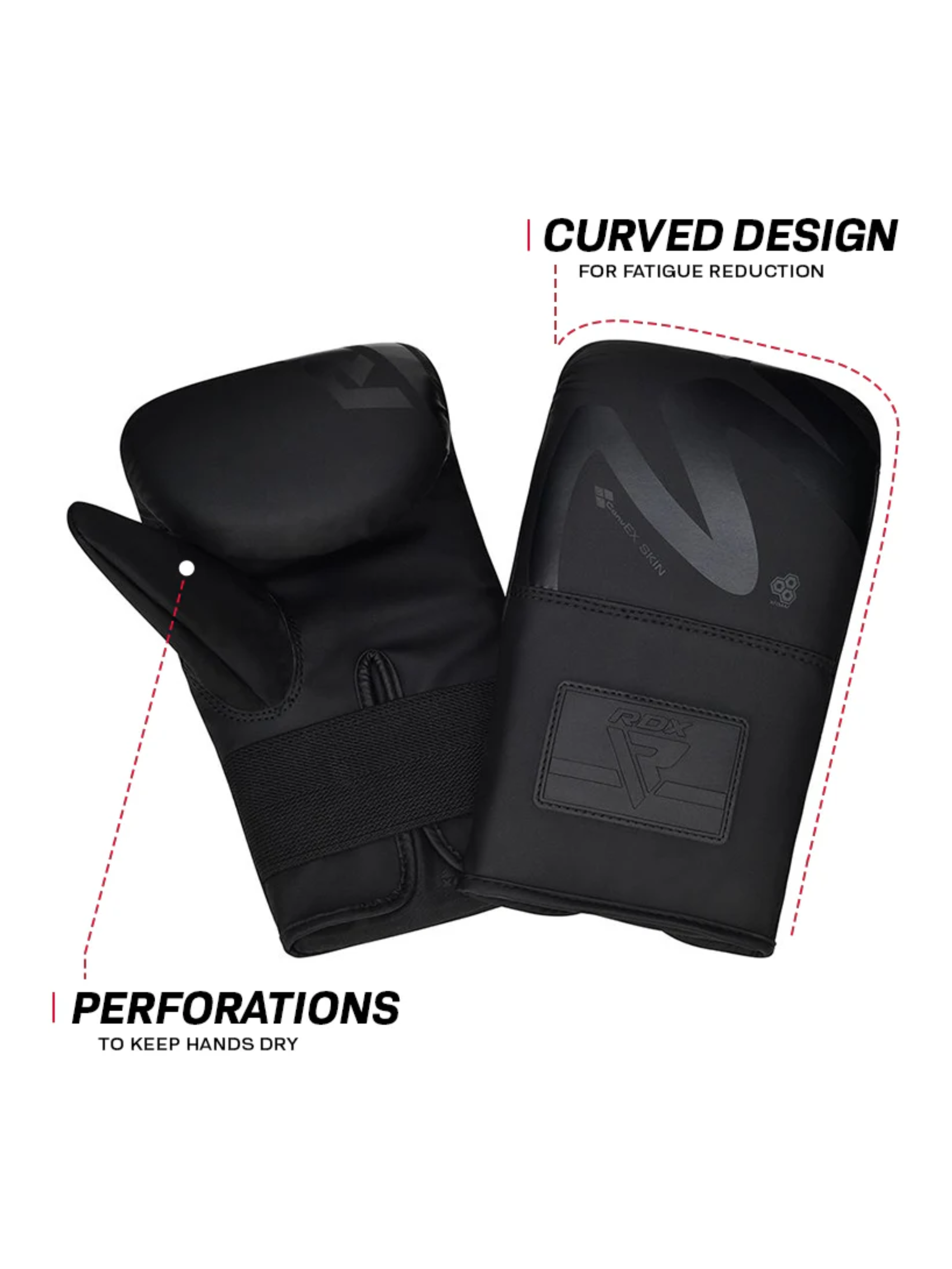 RDX F15 Noir Training Bag Gloves Black - side view