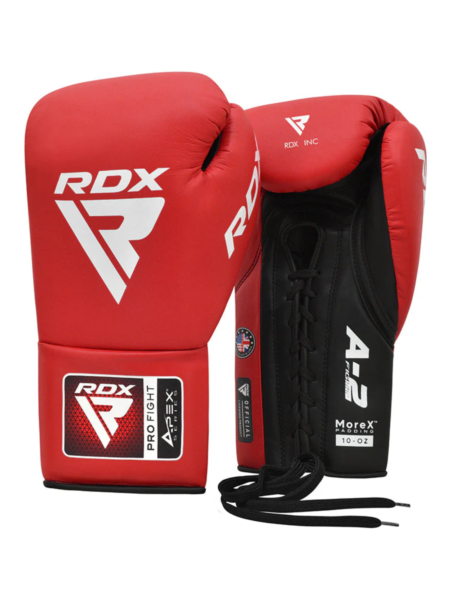 RDX APEX Competition Fight Lace Up Boxing Gloves – Pro Fight Gloves | Red & Blue | 8–10 oz