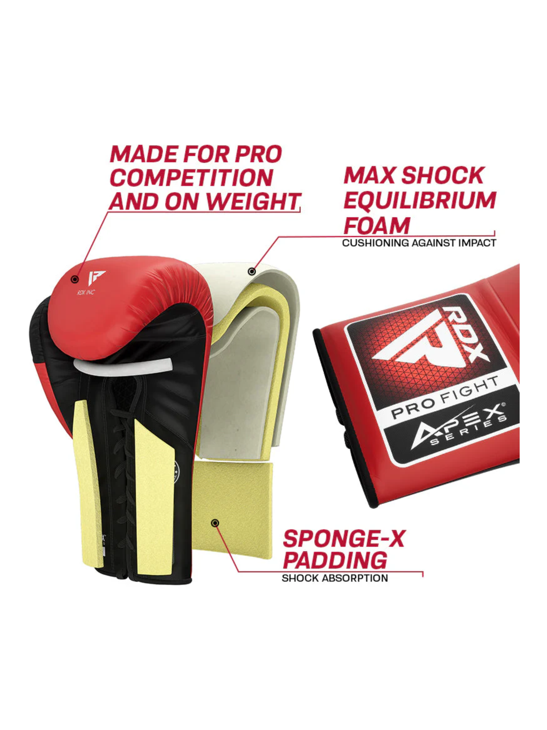 RDX APEX Competition Fight Lace Up Boxing Gloves – Pro Fight Gloves | Red & Blue | 8–10 oz