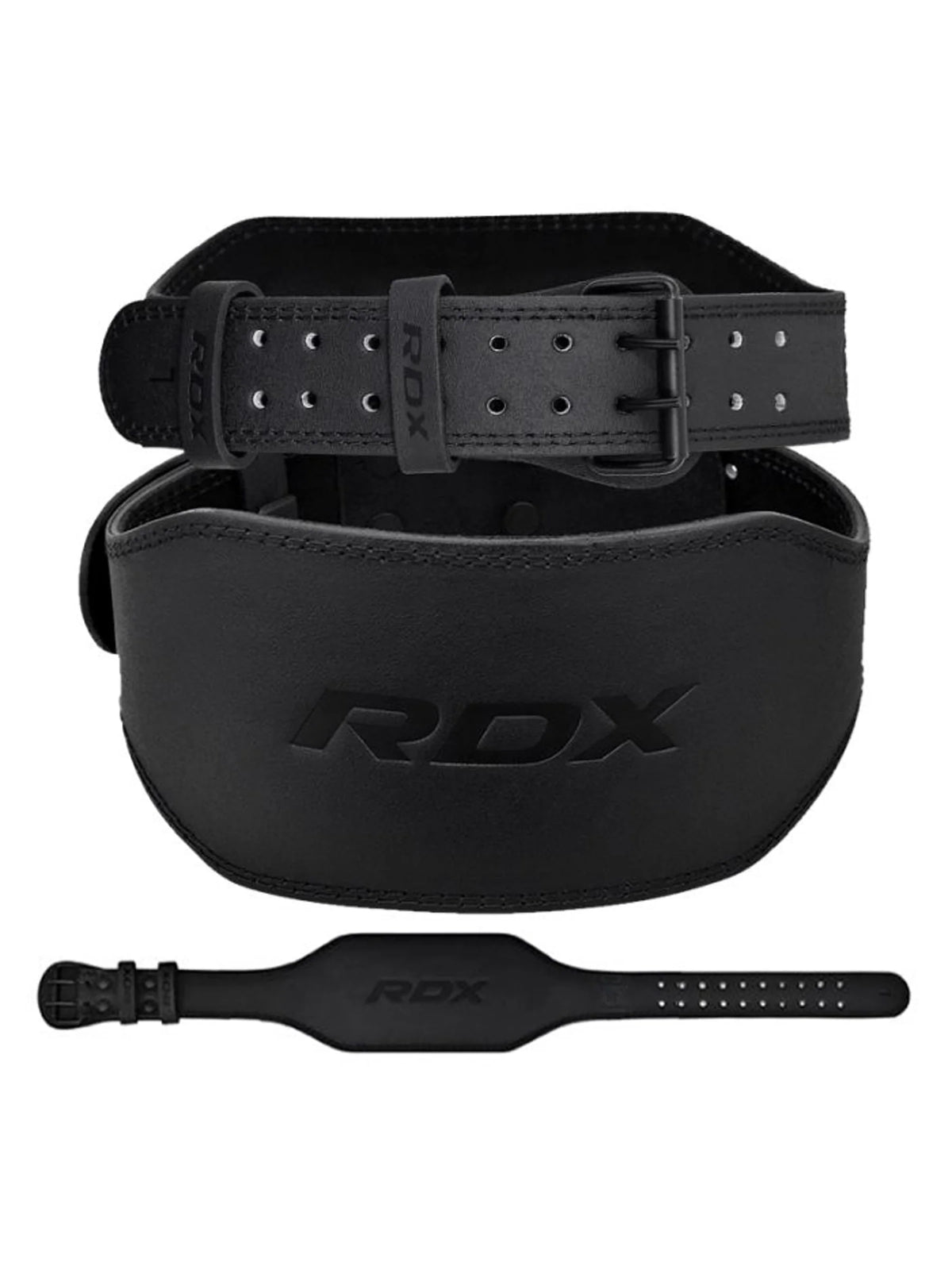 RDX 6 Inch Leather Gym Belt - Full Black